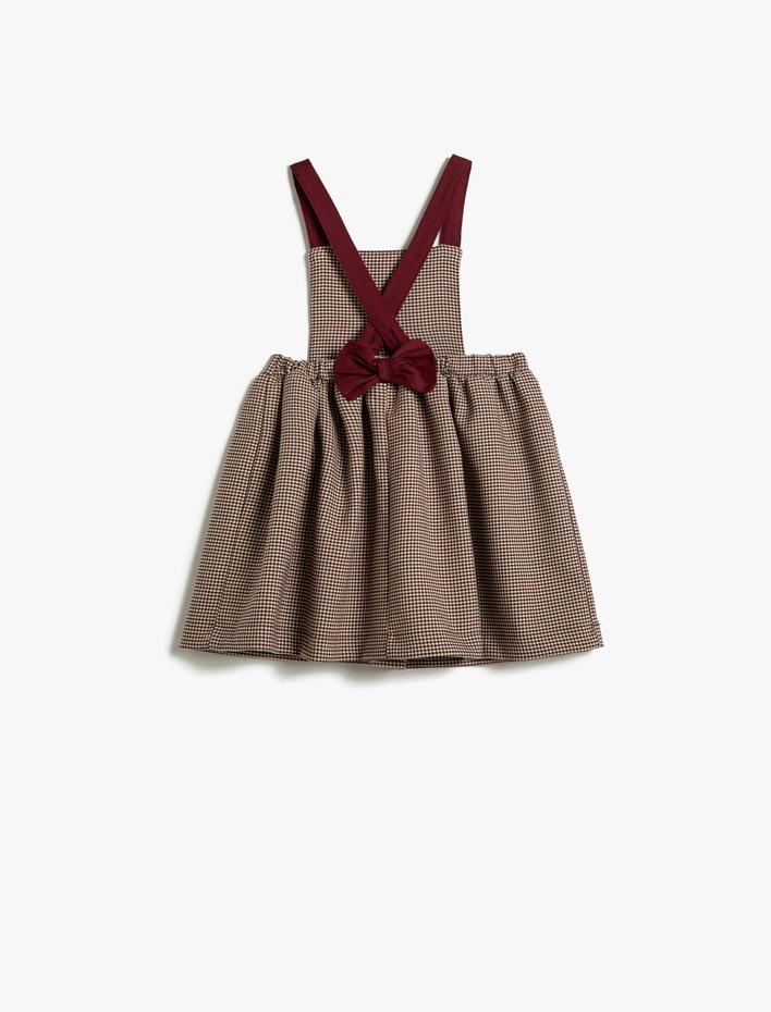 Kız Bebek Salopet Elbise Askılı Kalp Aplikeli