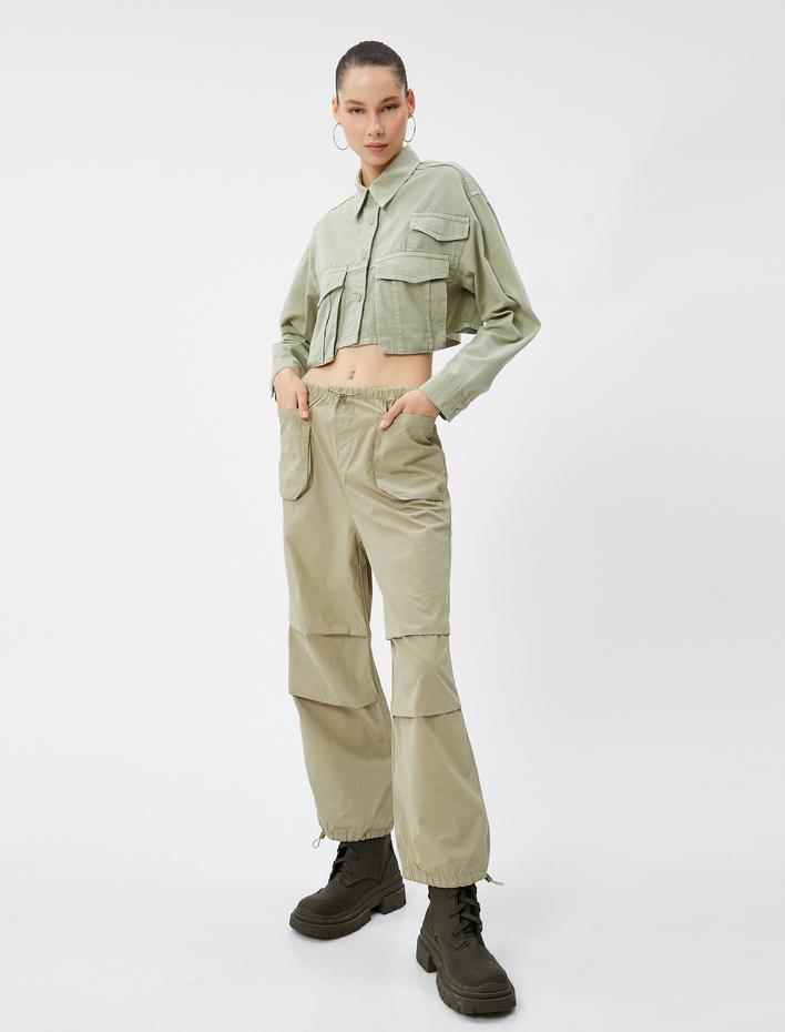  Paraşüt Pantolon Cepli Pamuklu Beli ve Paçaları Lastikli Stoperli