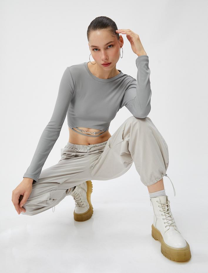  Paraşüt Pantolon Cepli Pamuklu Beli ve Paçaları Lastikli Stoperli