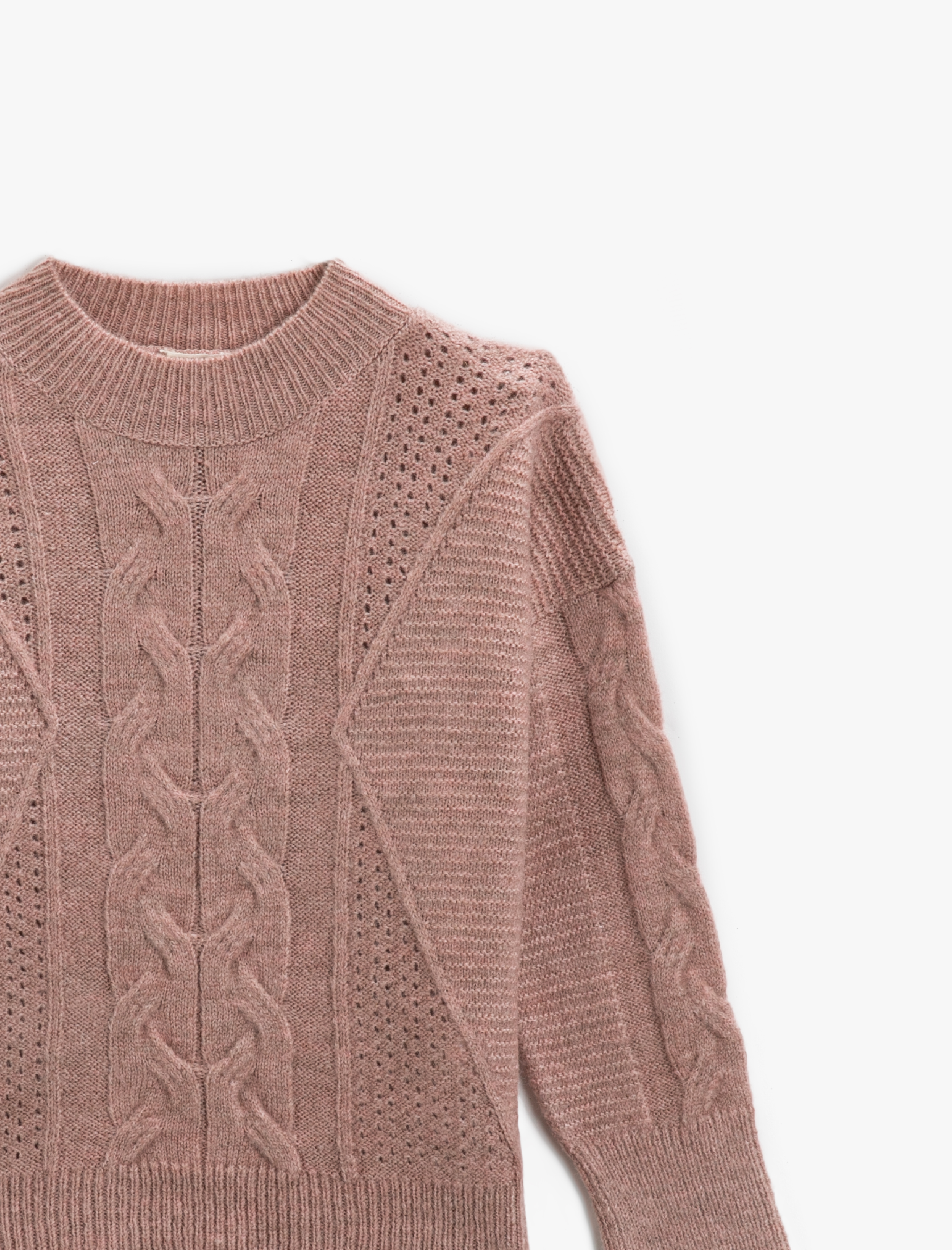  Kız Çocuk Triko Uzun Kollu Kazak Dokulu Bisiklet Yaka