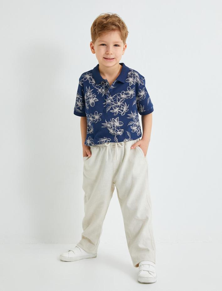 Erkek Çocuk Polo Yaka Tişört Kısa Kollu Baskılı Düğme Detaylı