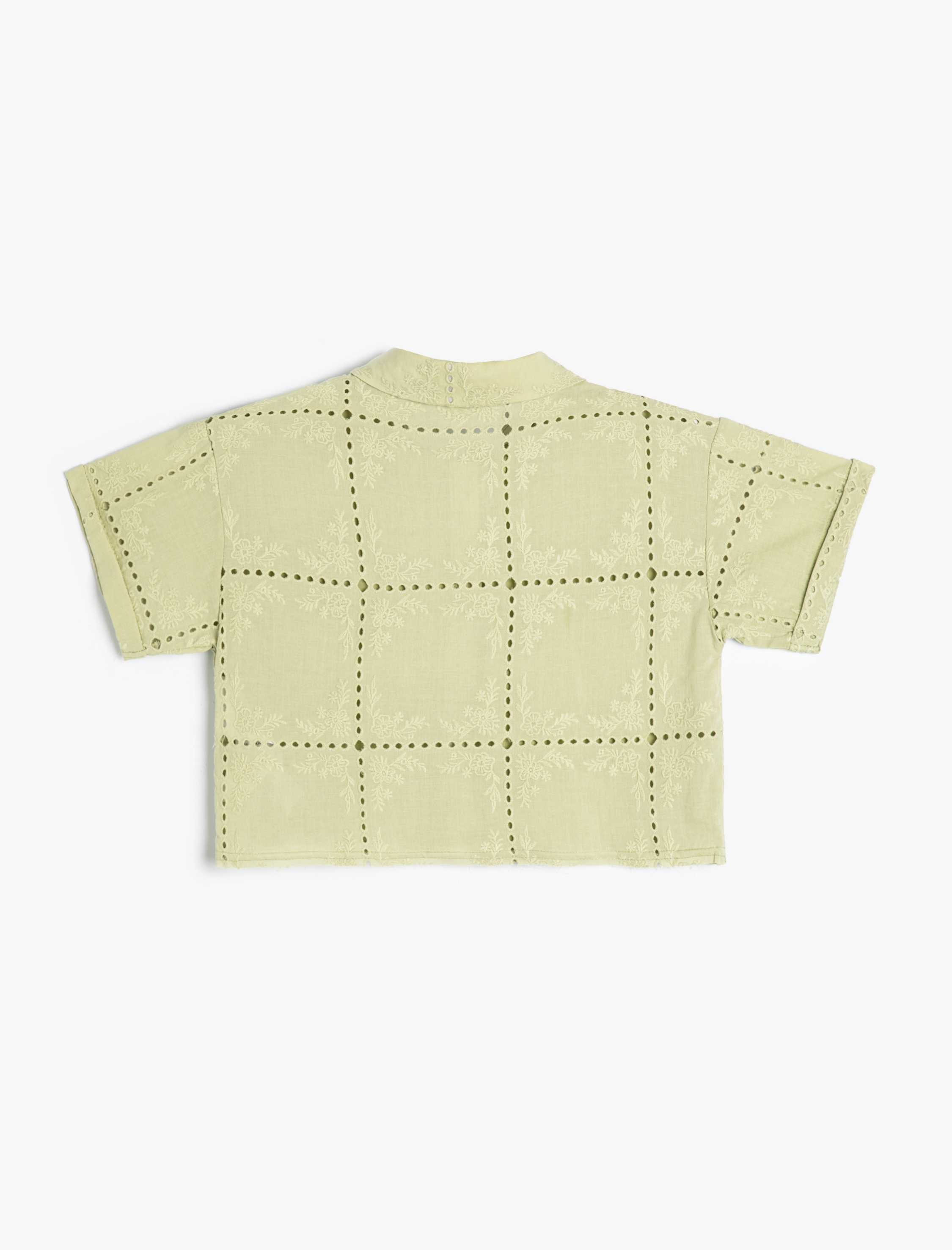  Kız Çocuk Crop Gömlek Kısa Kollu Fisto Detaylı Pamuklu