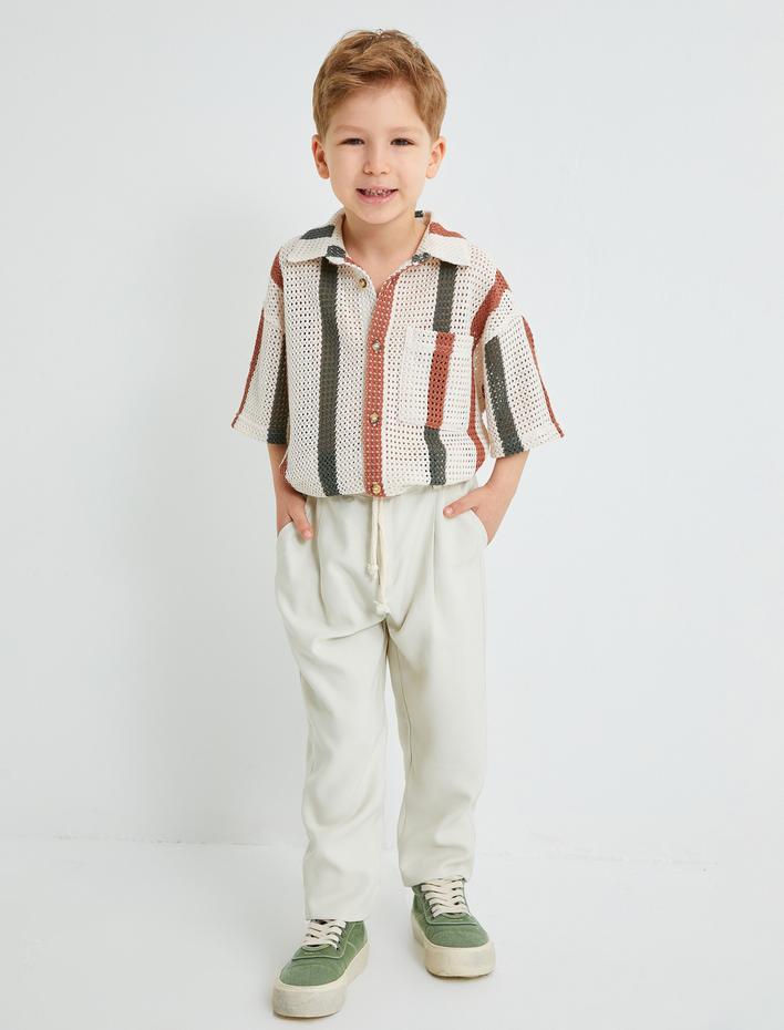 Erkek Çocuk Basic Pantolon Cepli Beli Bağlamalı Viskon Kumaş