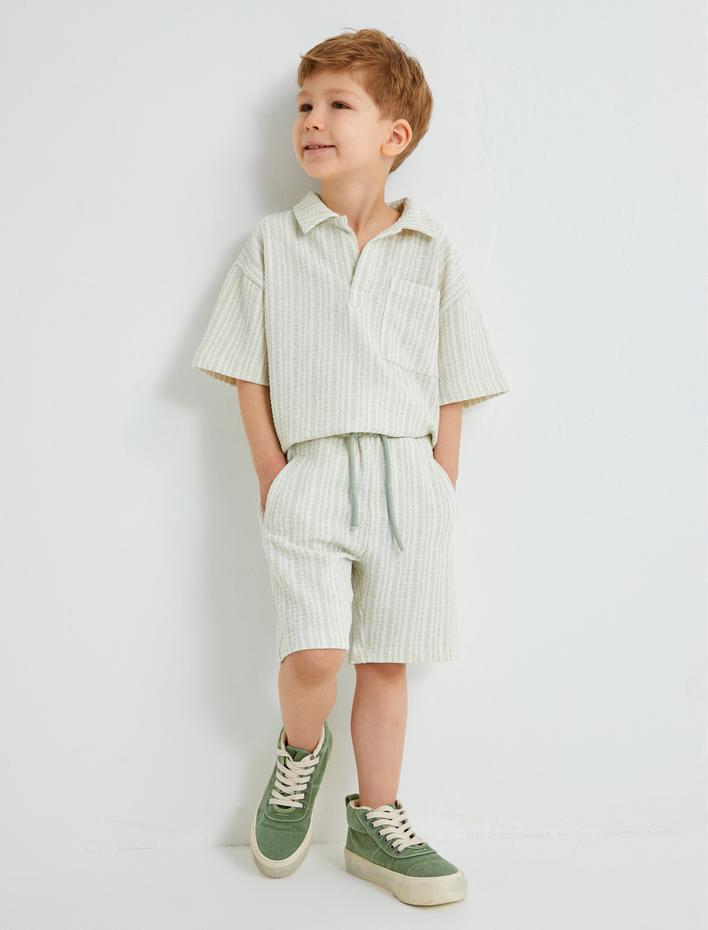 Erkek Çocuk Polo Yaka Tişört Kısa Kollu Cep Detaylı