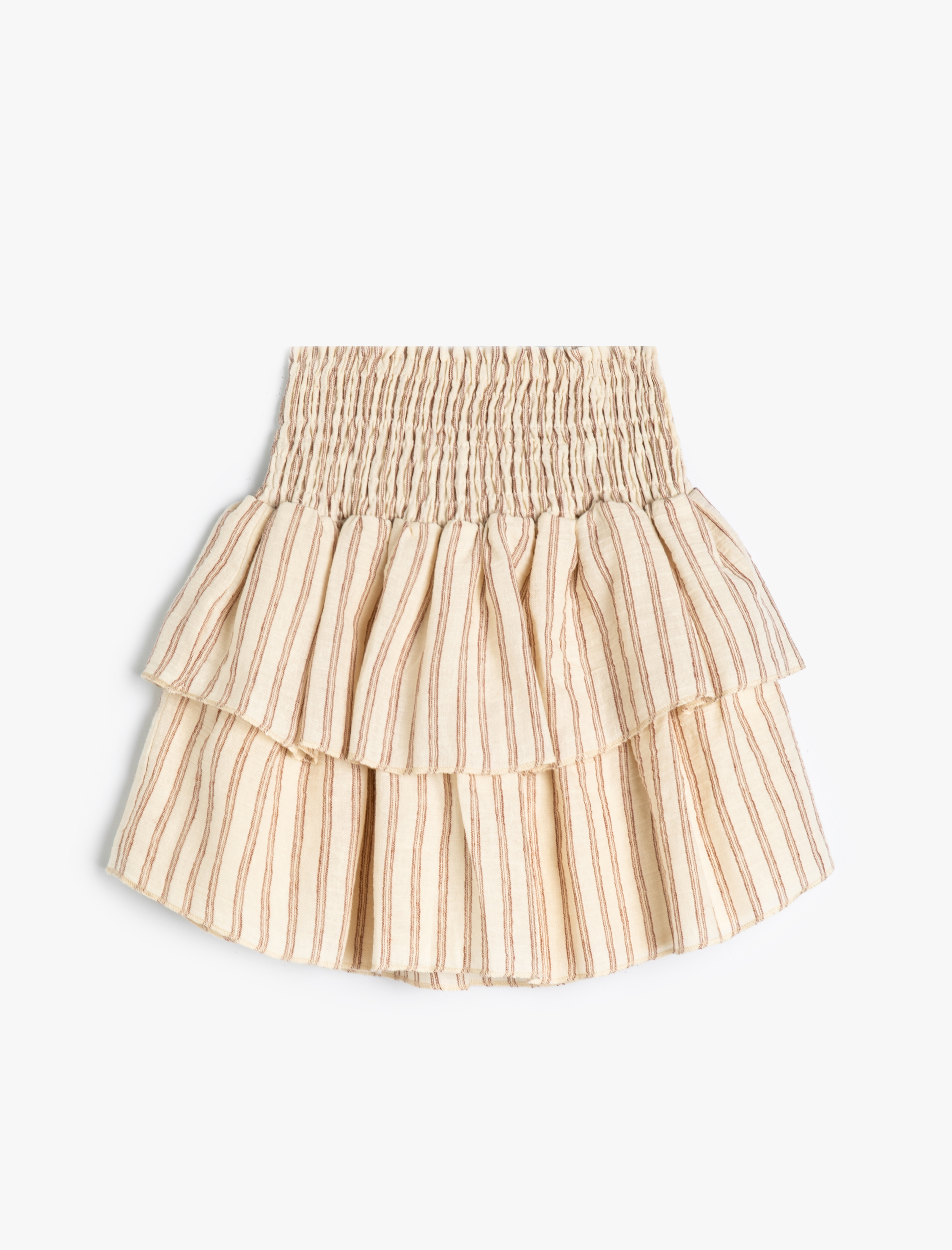  Kız Çocuk Keten Etek Katlı Beli Lastikli Gipe Detaylı