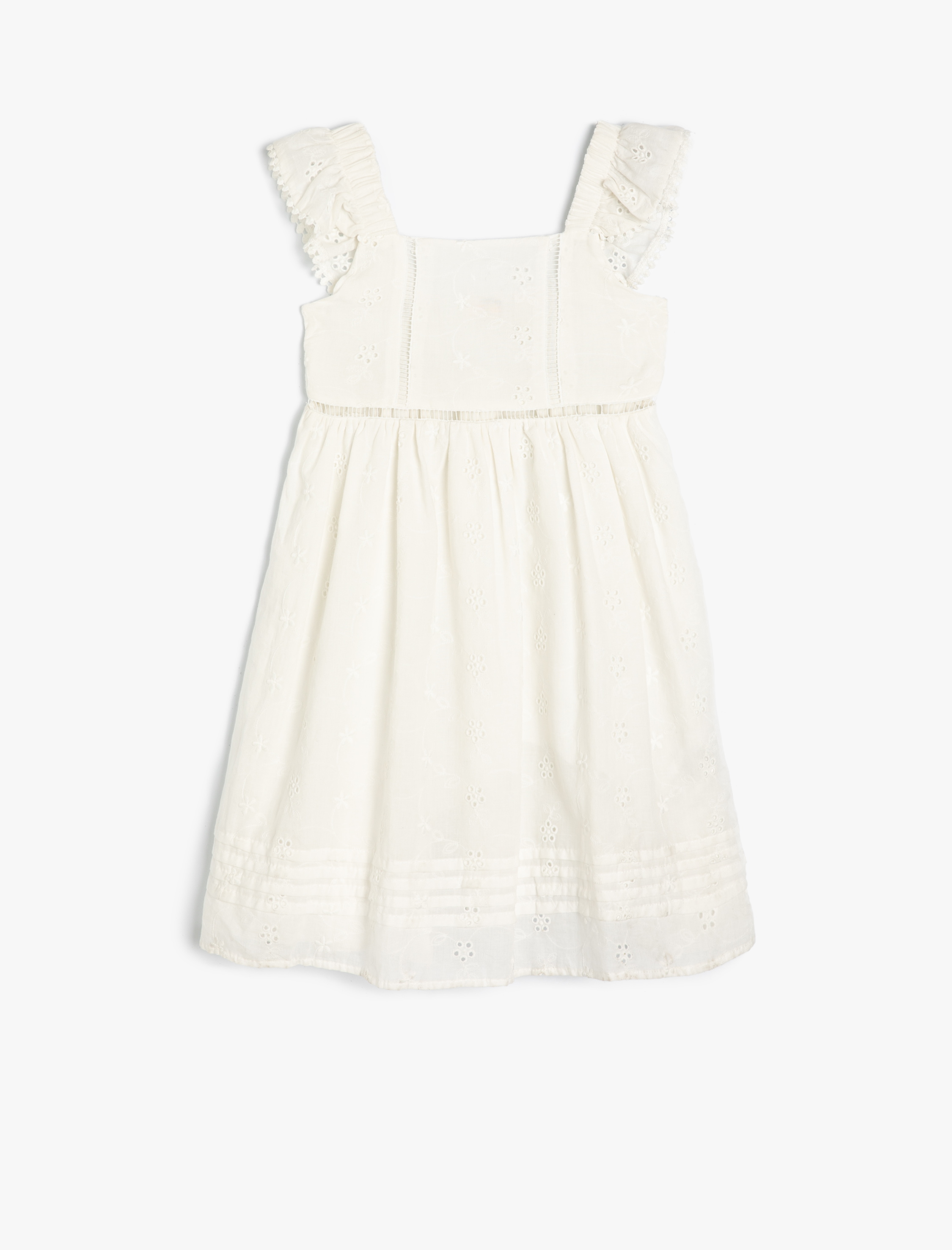  Kız Çocuk Askılı Elbise Fistolu Kare Yaka Rahat Kesim