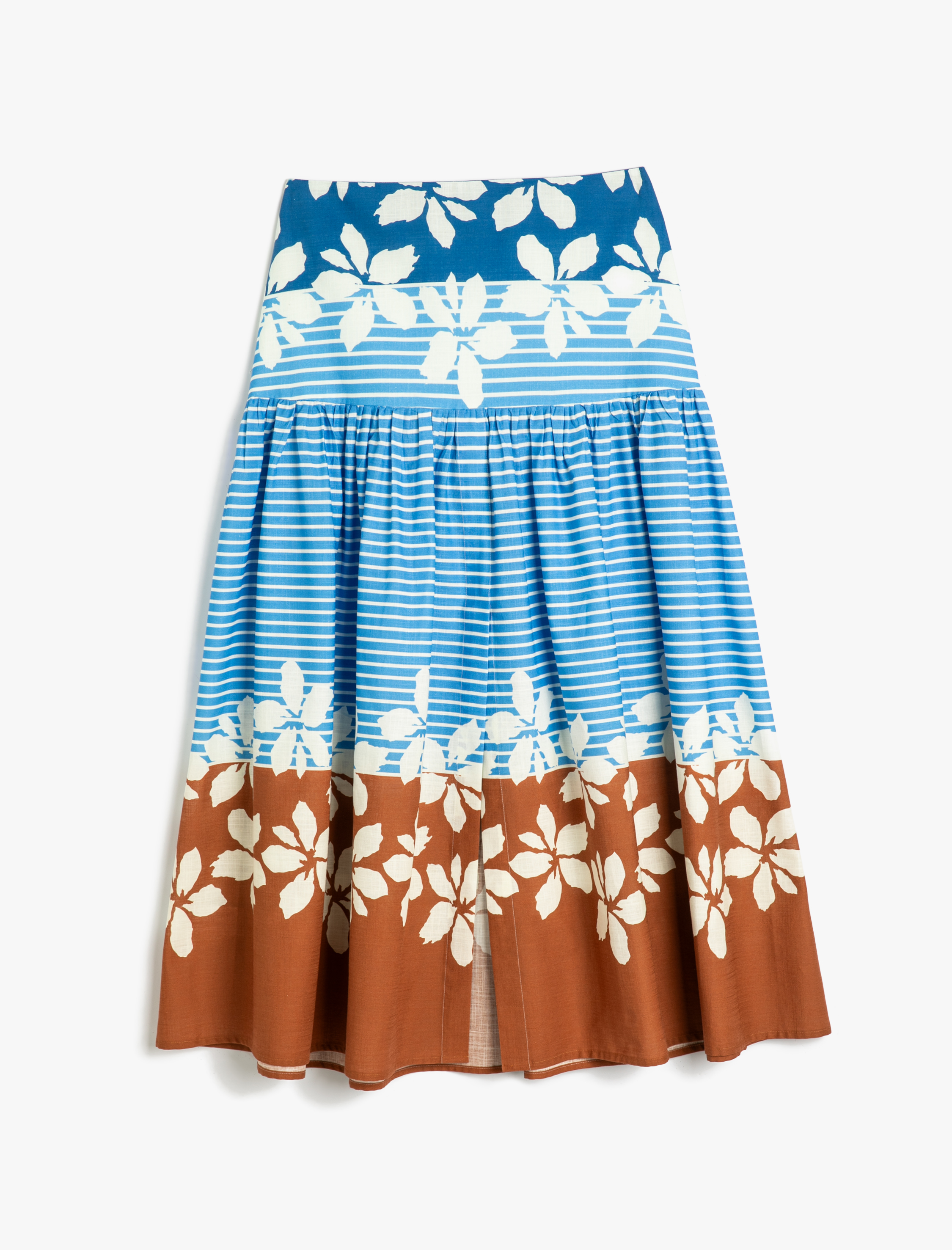   Floral Midi Balon Etek A Kesim Çok Renkli Pamuklu Astarlı