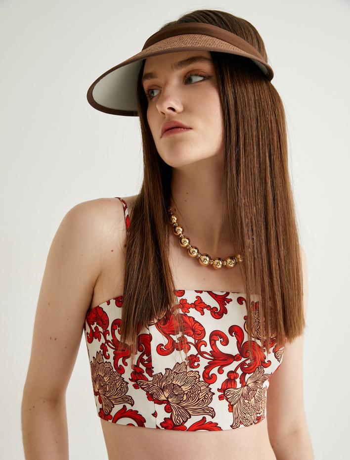  Koton X Melis Ağazat - Askılı Çiçek Desenli Crop Büstiyer