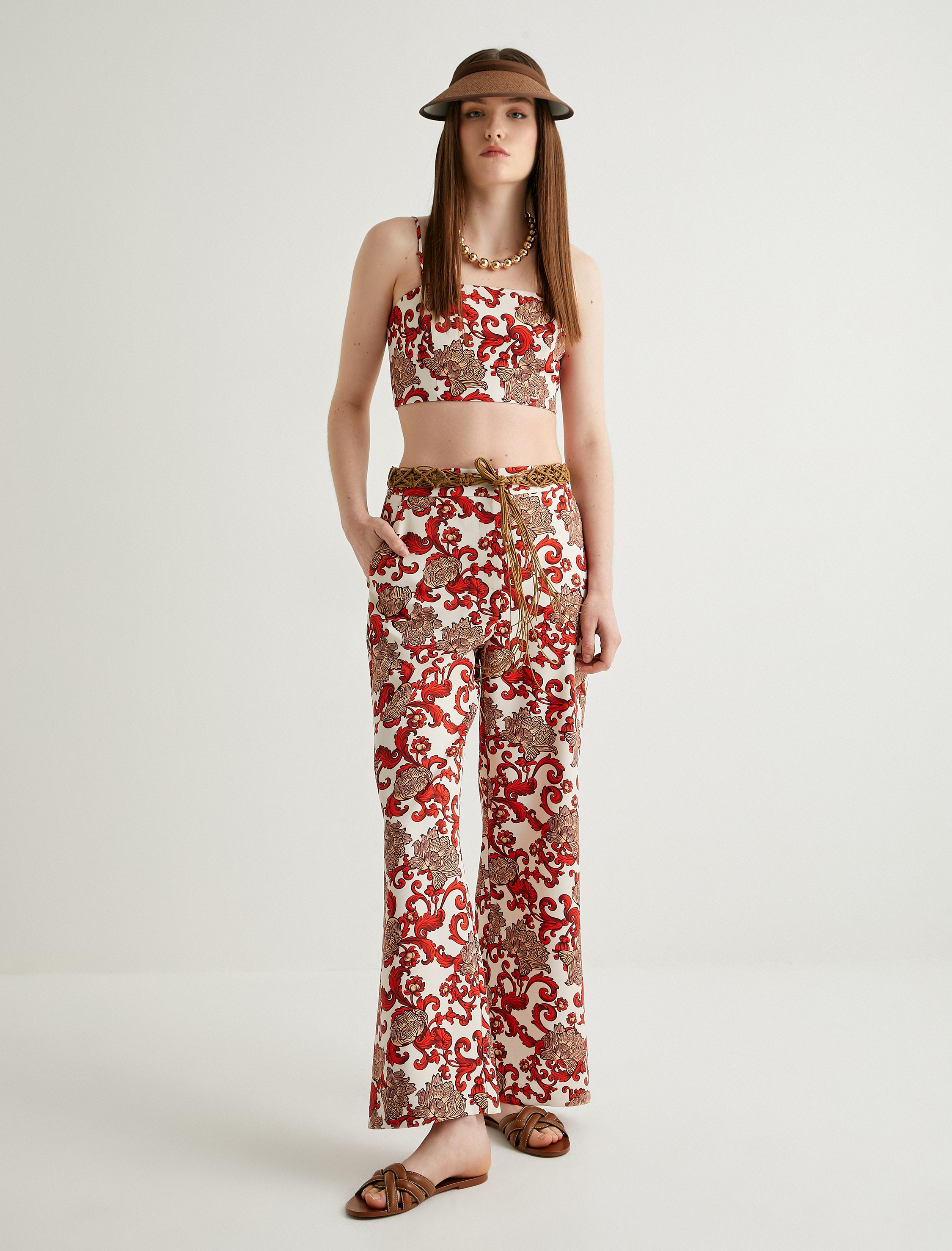   Koton X Melis Ağazat - Kemerli Çiçek Desenli Pantolon