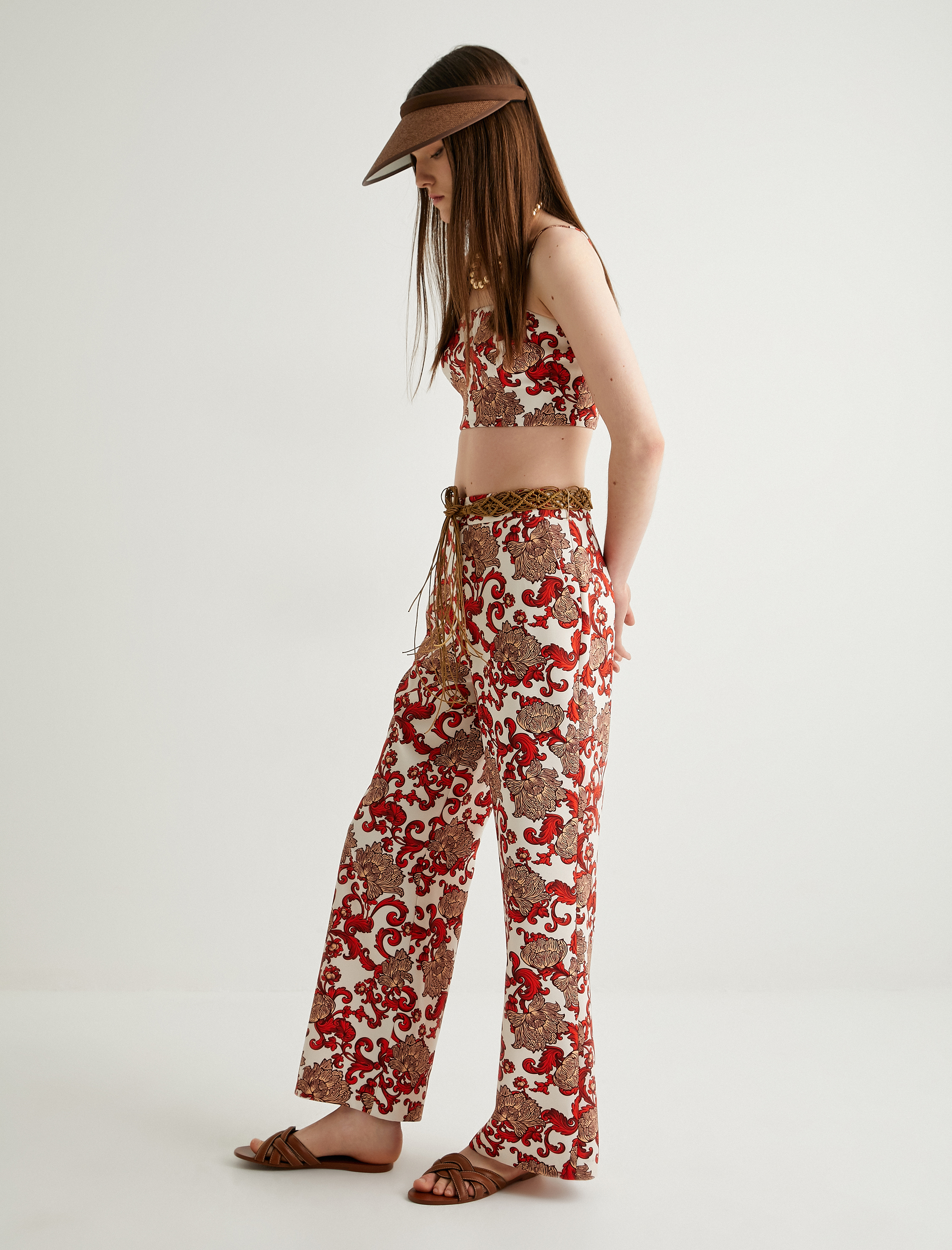   Koton X Melis Ağazat - Kemerli Çiçek Desenli Pantolon
