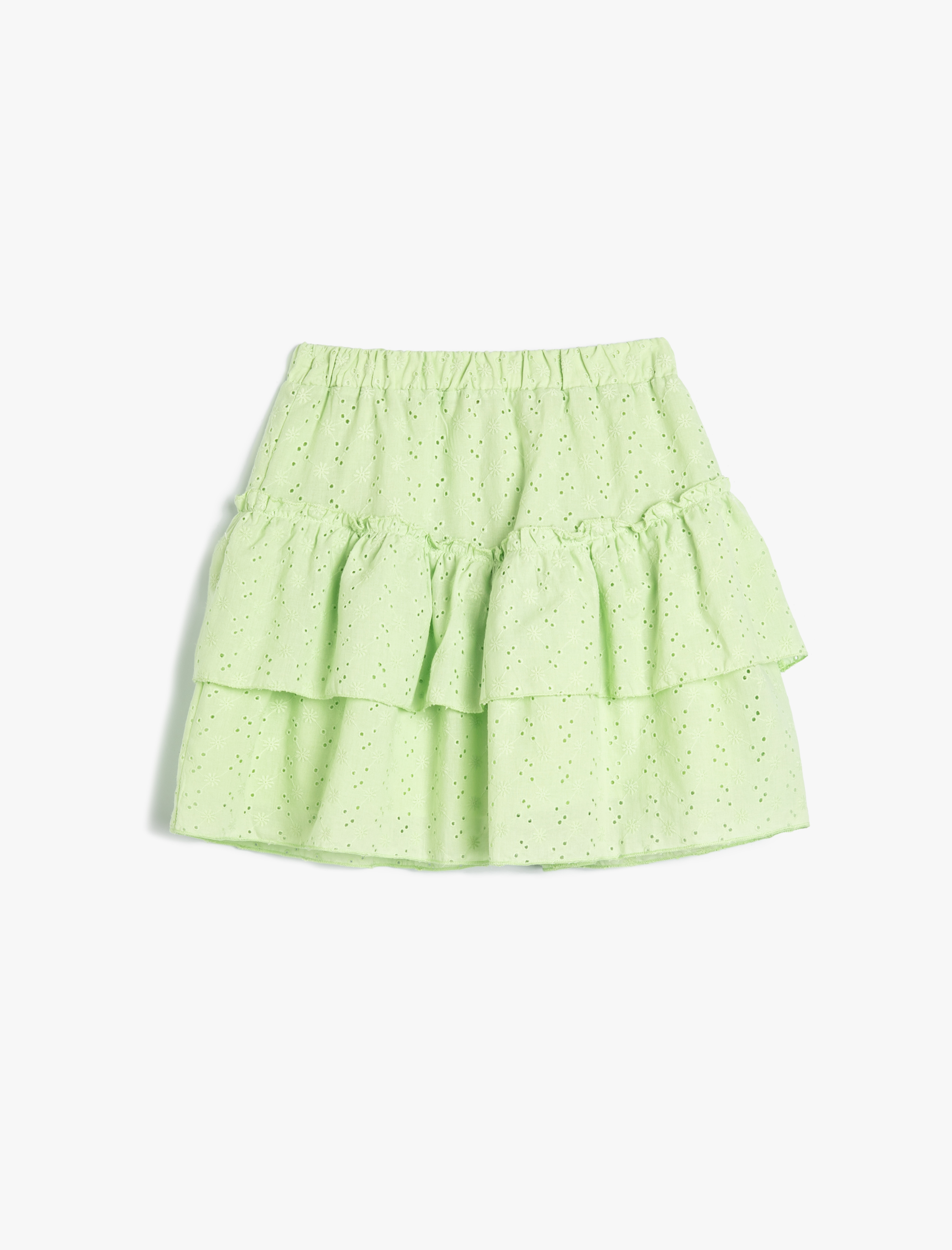  Kız Çocuk Fistolu Mini Etek Beli Lastikli Katlı