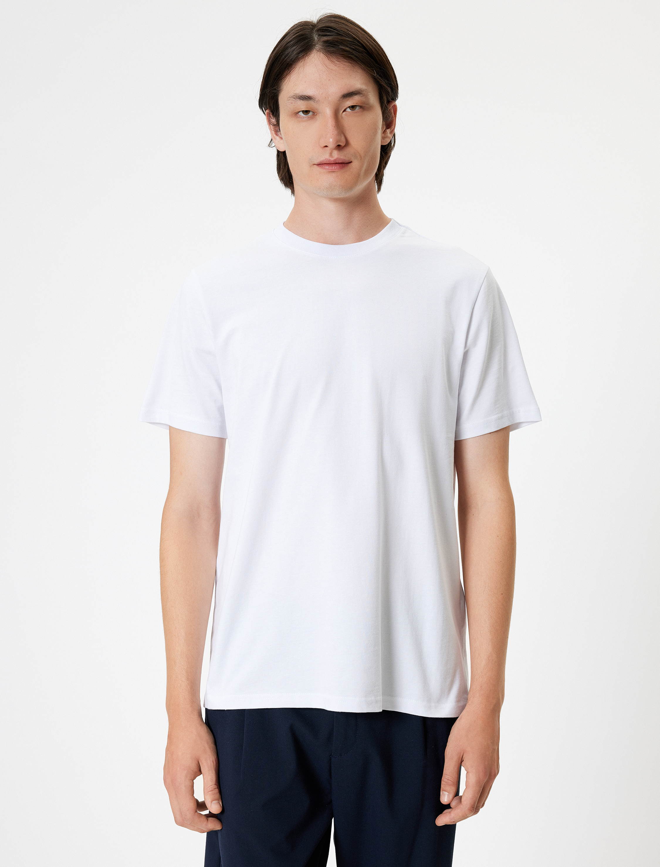   Basic Tişört Kısa Kollu Bisiklet Yaka Pamuklu