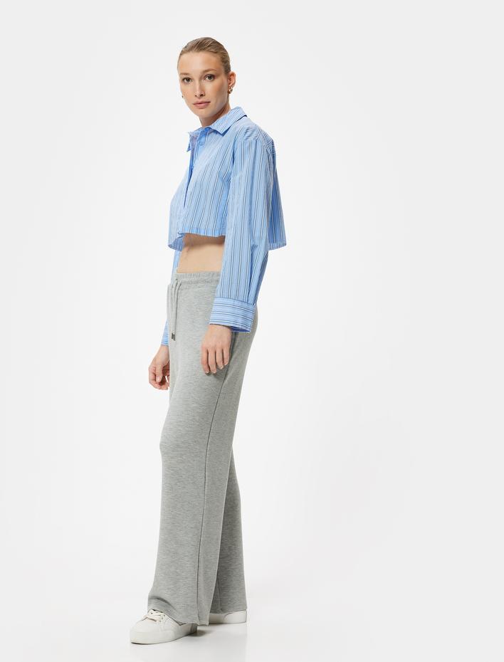  Modal Kumaş Eşofman Altı Bol Paça Beli Bağlamalı