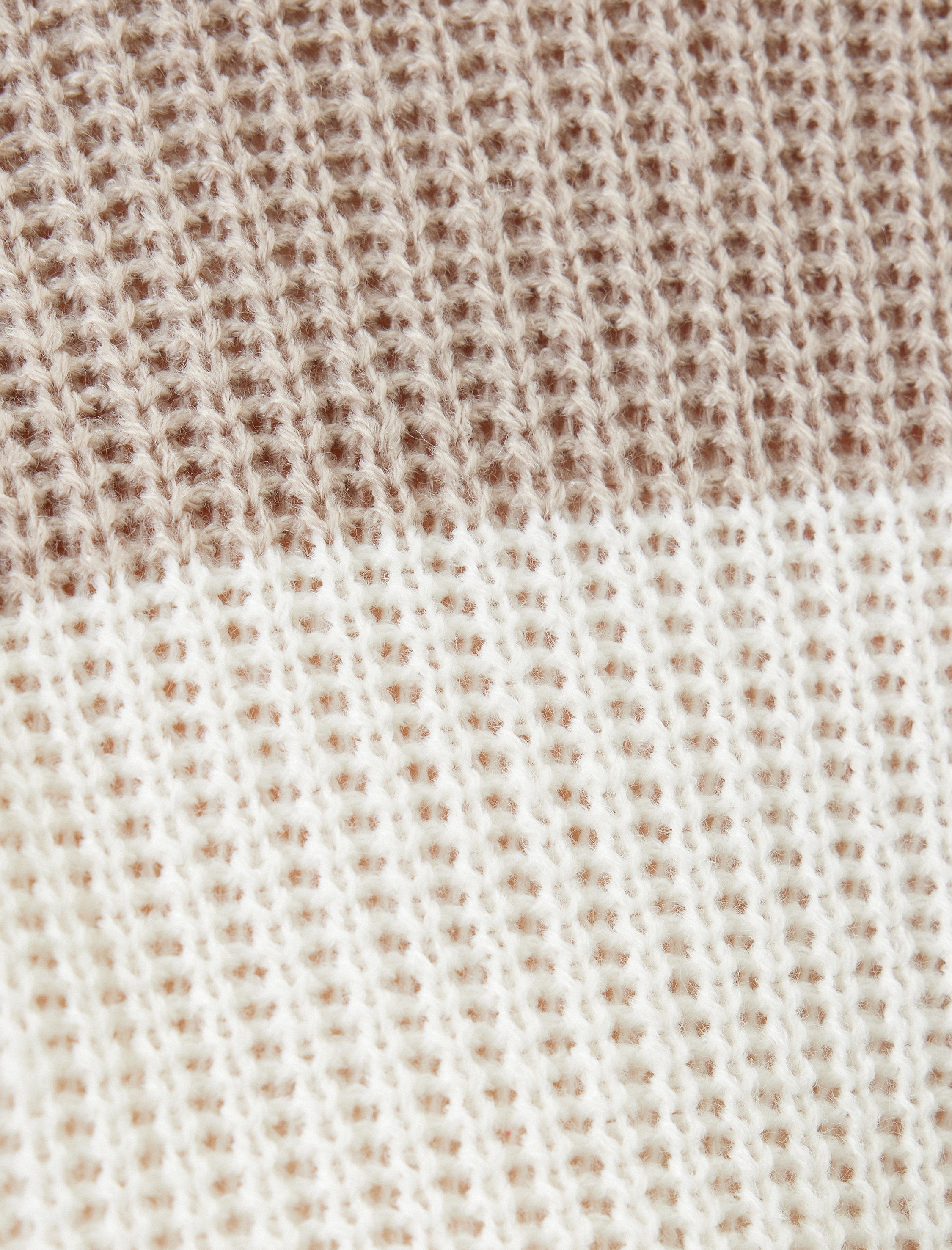   Dik Yaka Kazak Renk Bloklu Uzun Kollu Akrilik Kumaş