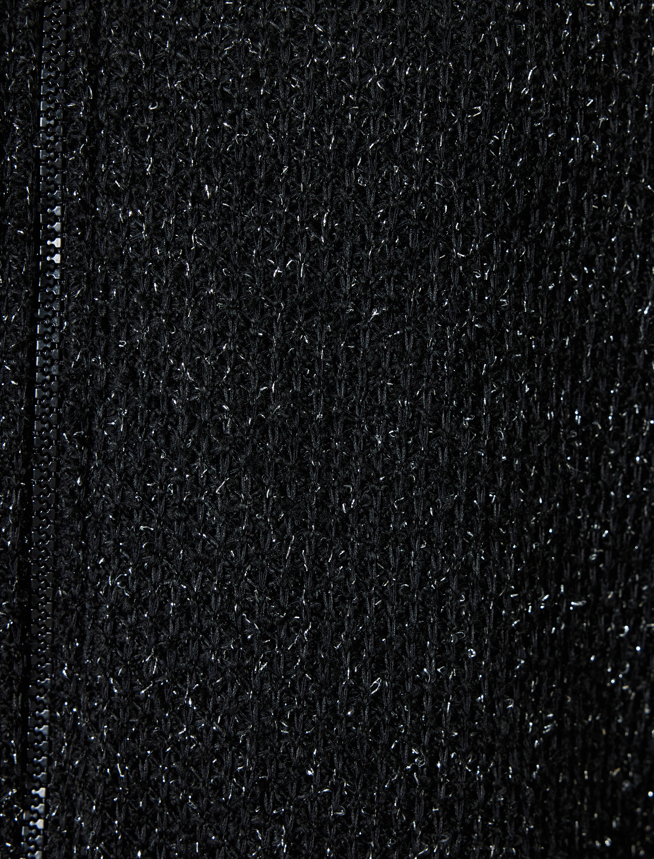   Bomber Hırka Simli Dik Yaka Fermuarlı Ribanalı