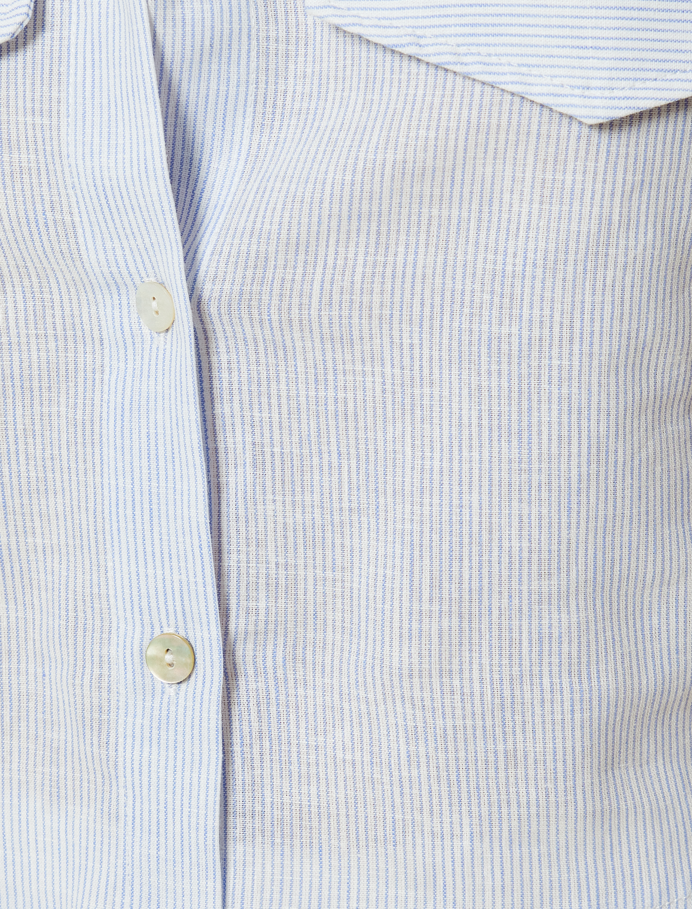   Keten Karışımlı Crop Gömlek Kısa Kollu Kapaklı Cep Detaylı