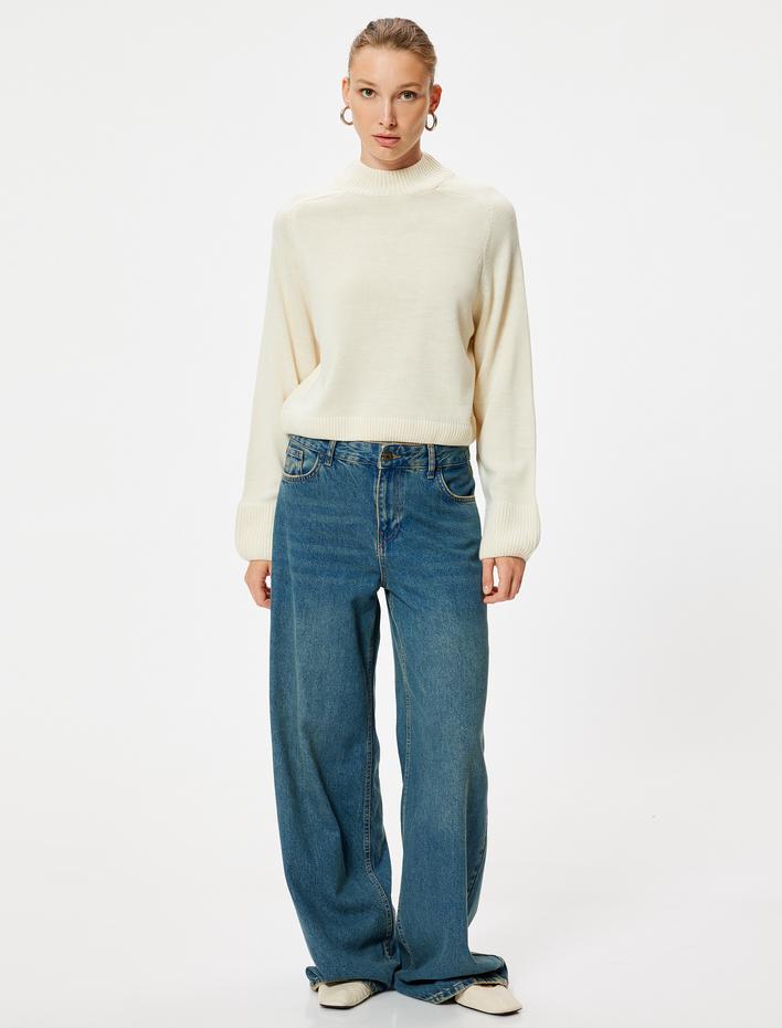  Basic Dik Yaka Triko Kazak Uzun Kollu