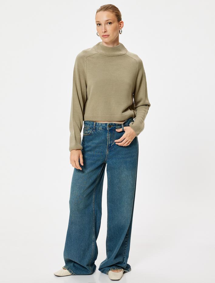  Basic Dik Yaka Triko Kazak Uzun Kollu