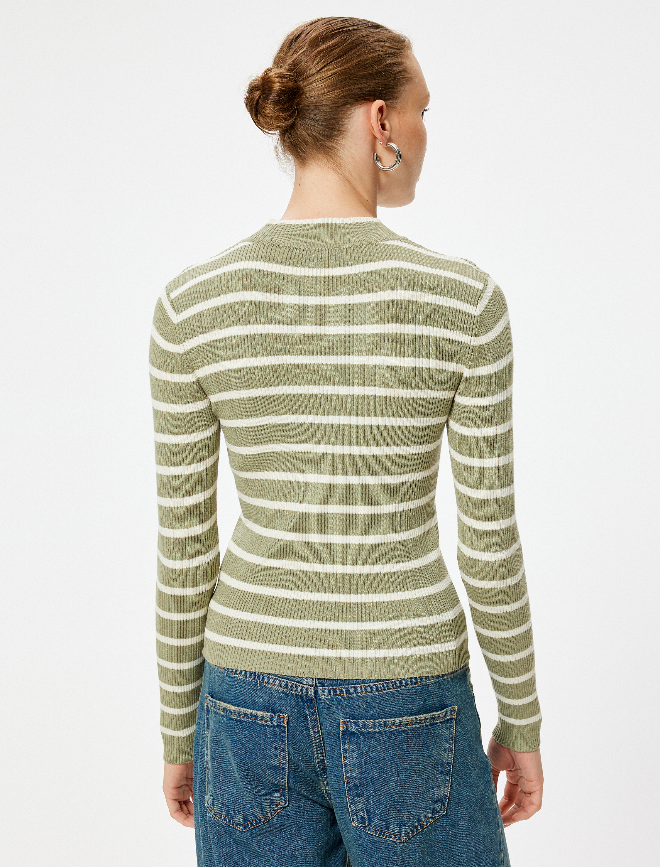   Triko Kazak Fitilli Hafif Dik Yaka Uzun Kollu