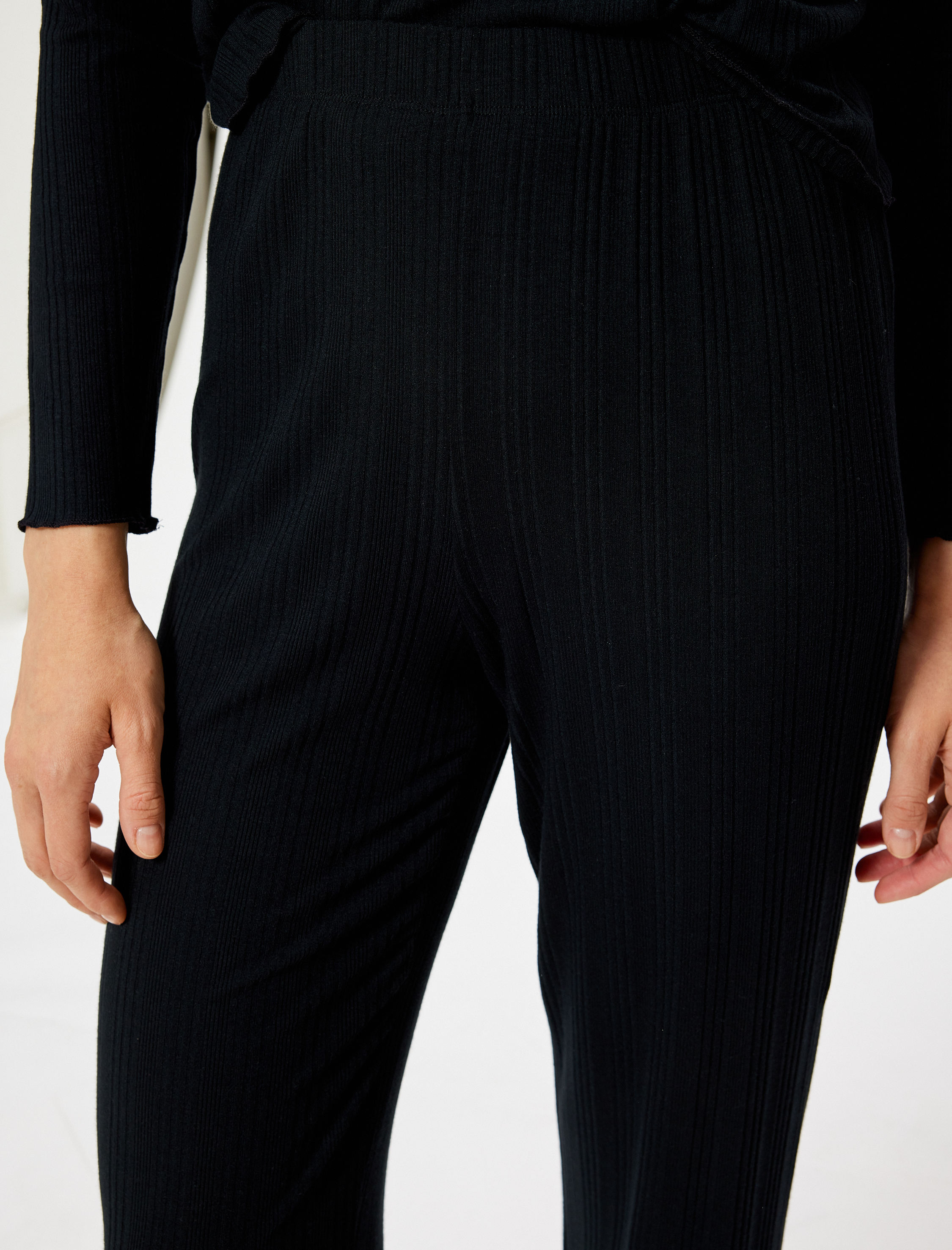   Modal Pijama Altı Düz Paça Dokulu Standart Bel Lastikli