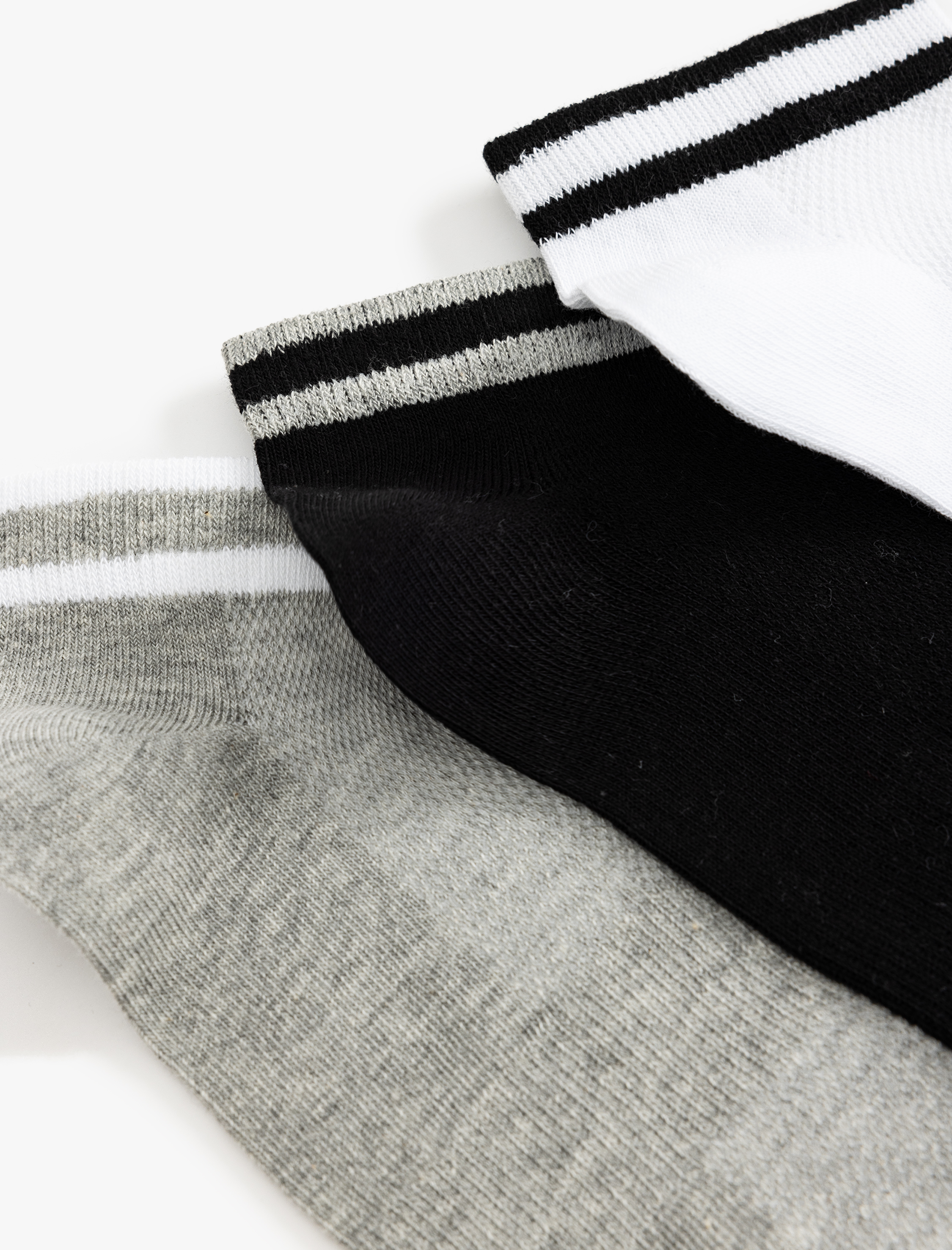 Erkek 3'lü Patik Çorap Seti Çizgi Detaylı Pamuklu