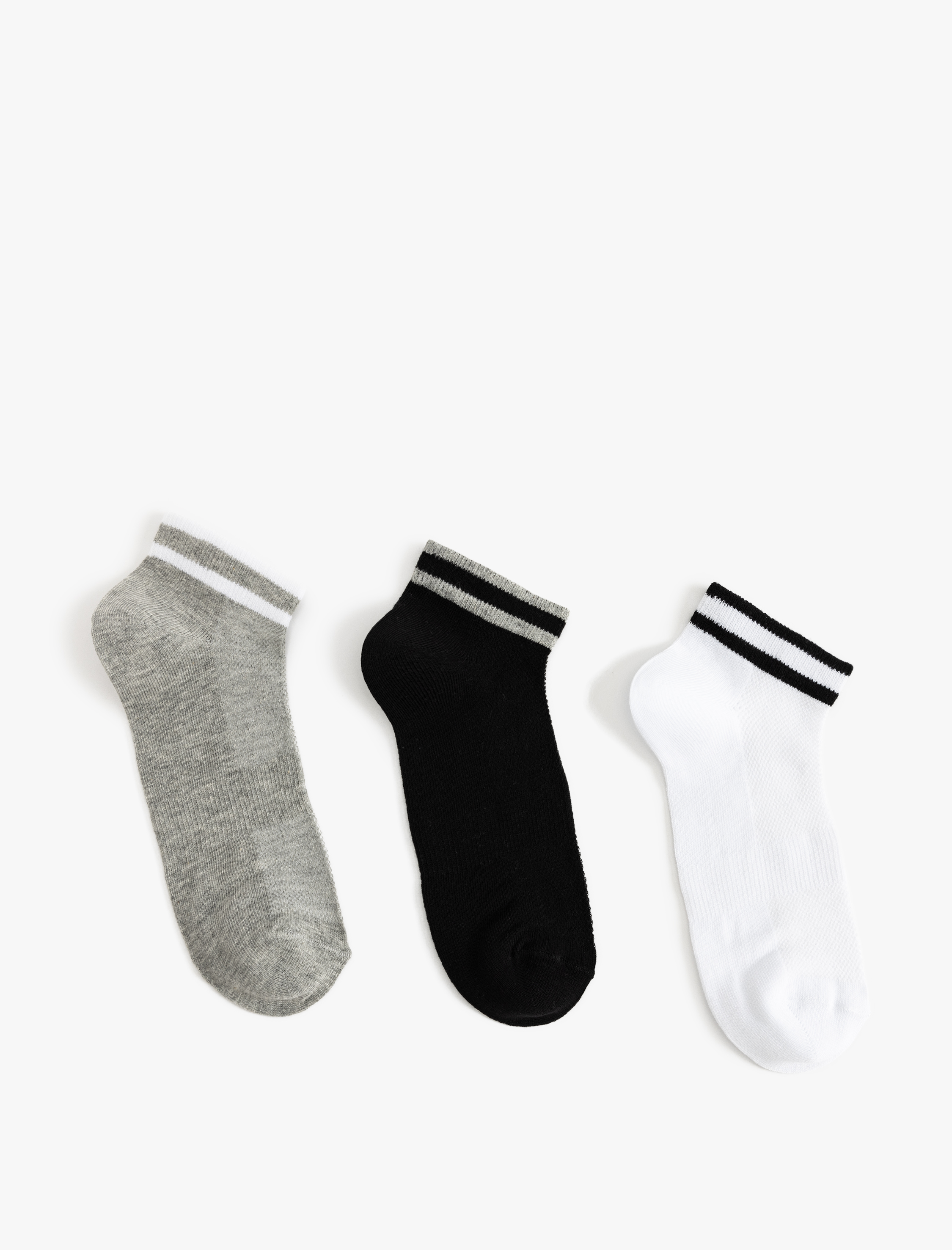 Erkek 3'lü Patik Çorap Seti Çizgi Detaylı Pamuklu
