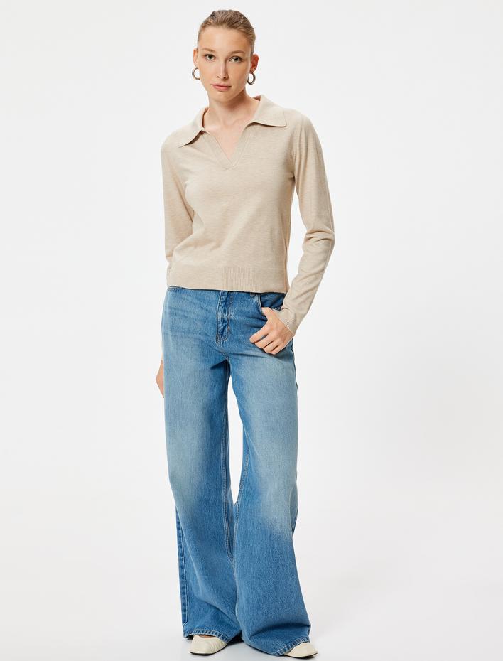  Polo Yaka Triko Kazak Uzun Kollu