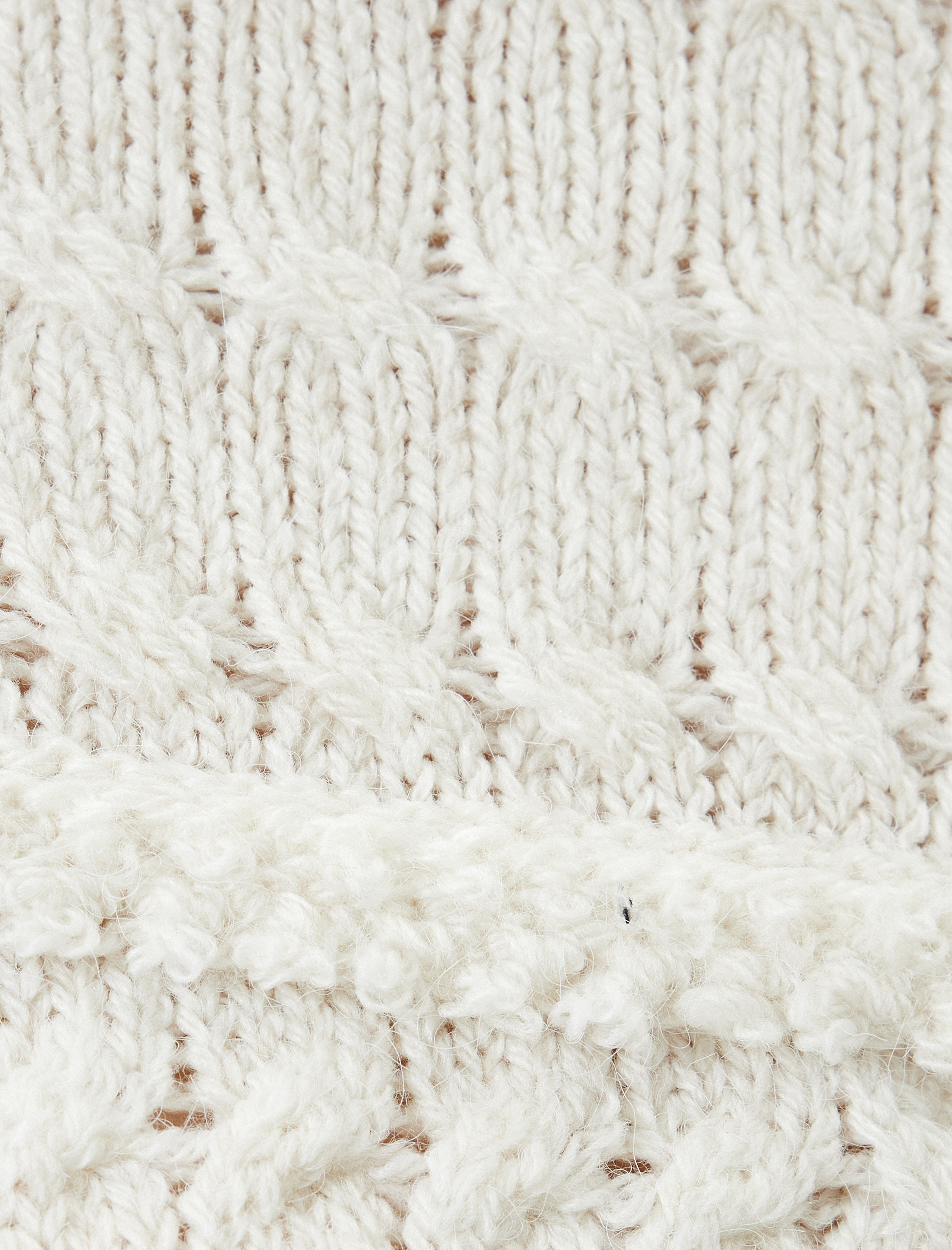   Dik Yaka Kazak Örgü Dokulu Biyeli Uzun Kollu