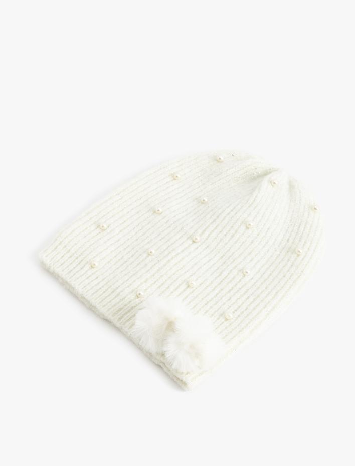 Kız Çocuk Örgü Bere Boncuk Detaylı