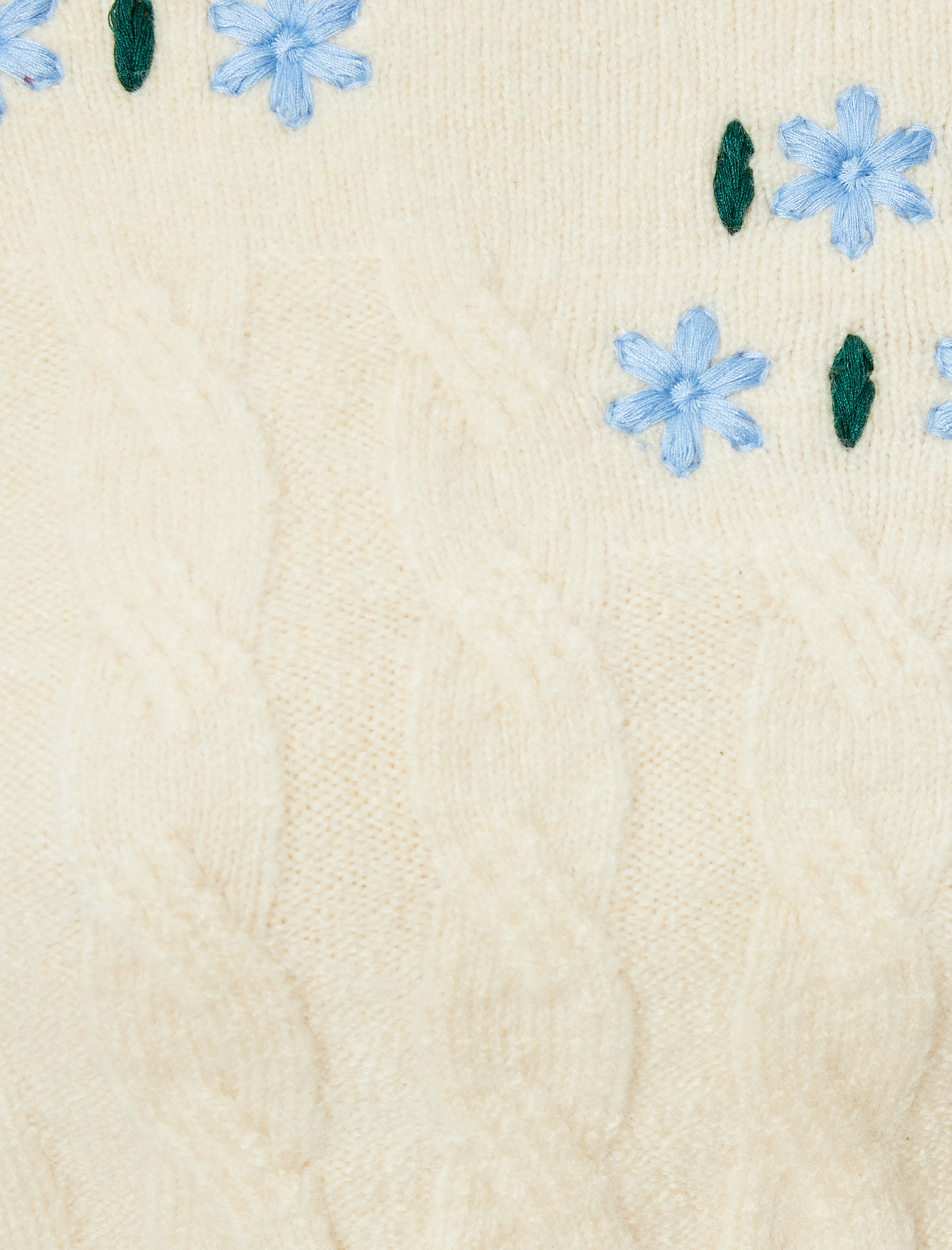   Uzun Kollu Yumuşak Dokulu Çiçekli Triko Kazak