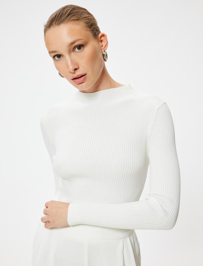  Basic Dik Yaka Triko Kazak Uzun Kollu