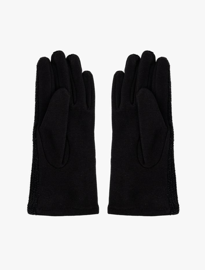 Kadın Dokulu Eldiven Düğme Detaylı