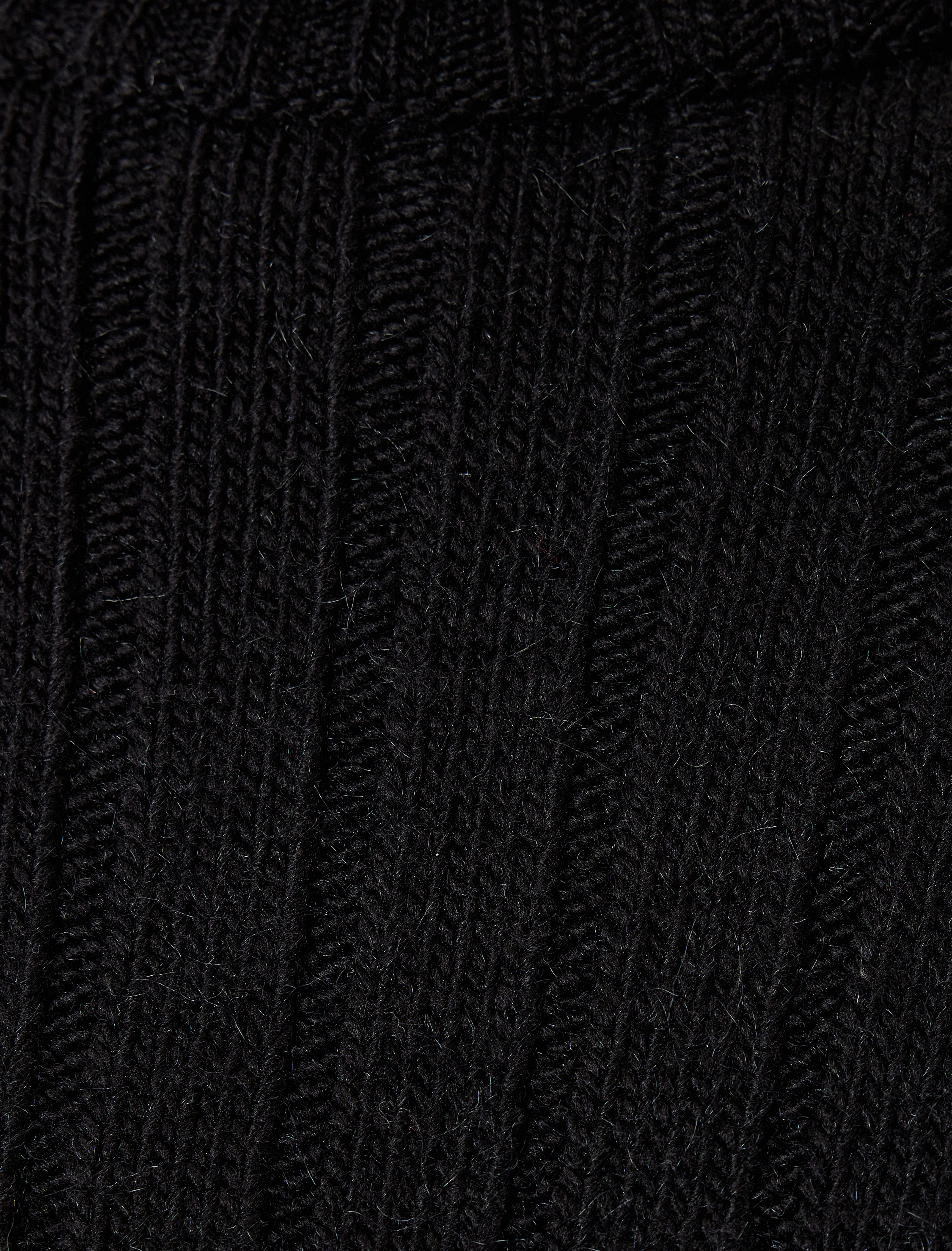   Dik Yaka Kazak Kurdele Detaylı Örgü Motifli Uzun Kollu