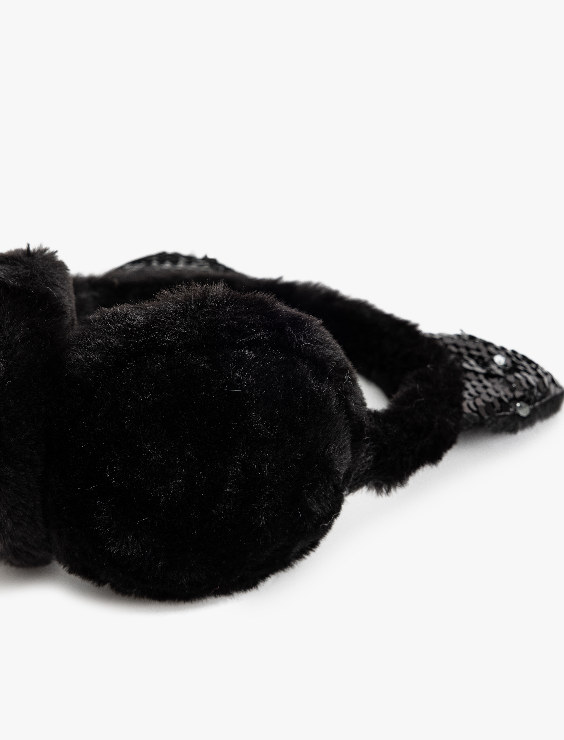  Kız Çocuk Peluş Kulaklık Pullu Payetli Kulak Aplikeli