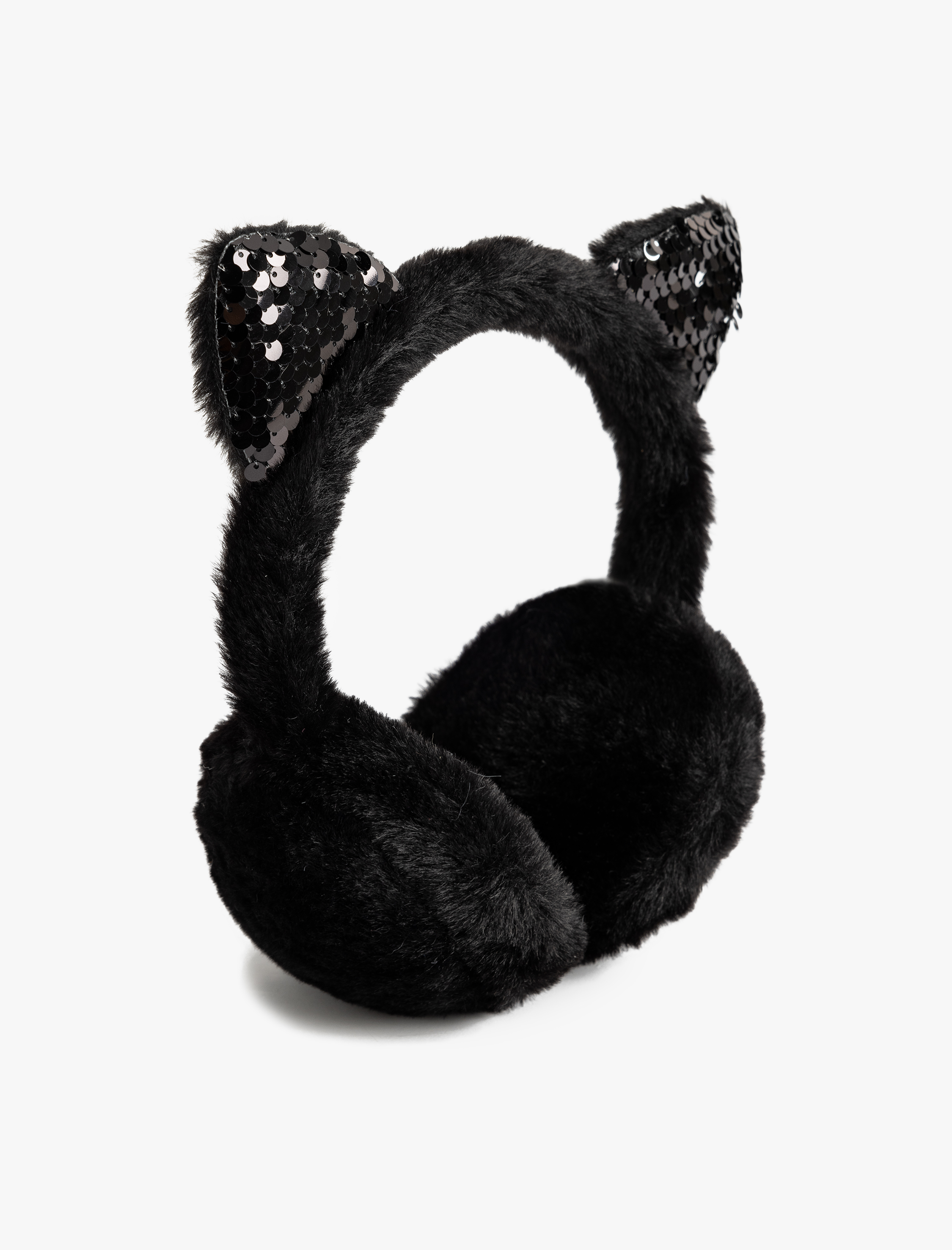  Kız Çocuk Peluş Kulaklık Pullu Payetli Kulak Aplikeli