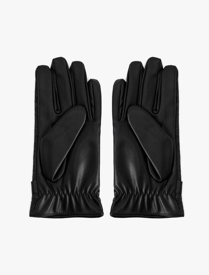 Erkek Eldiven Suni Deri Detaylı Çıt Çıt Düğmeli