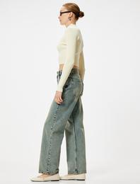 Düz Paça Kot Pantolon Düğmeli - Straight Jeans