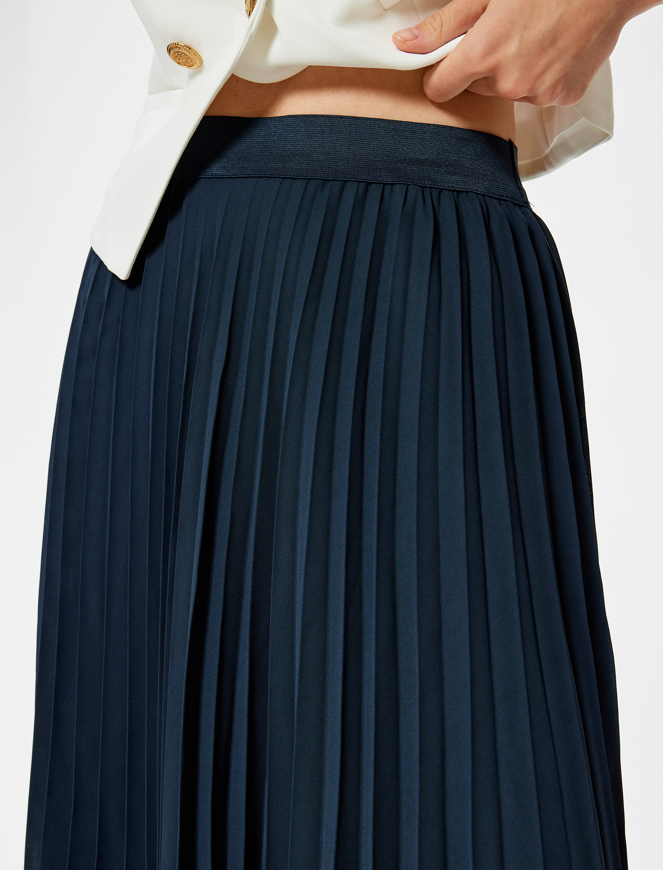   Midi Pileli Etek Normal Bel