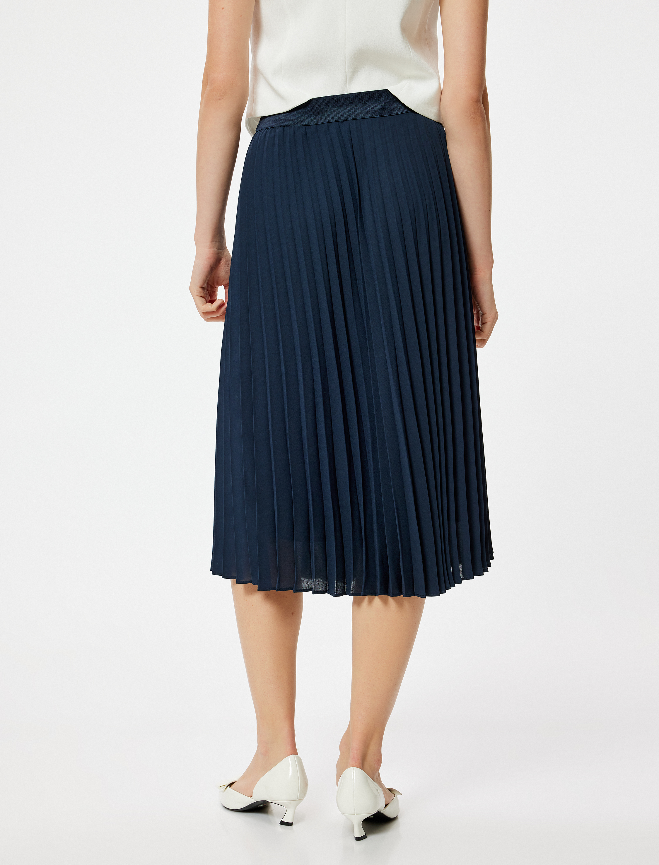   Midi Pileli Etek Normal Bel