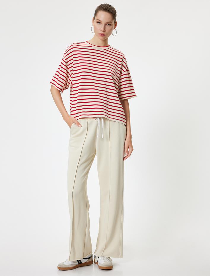  Basic Tişört Kısa Kollu Bisiklet Yaka Viskon Karışımlı