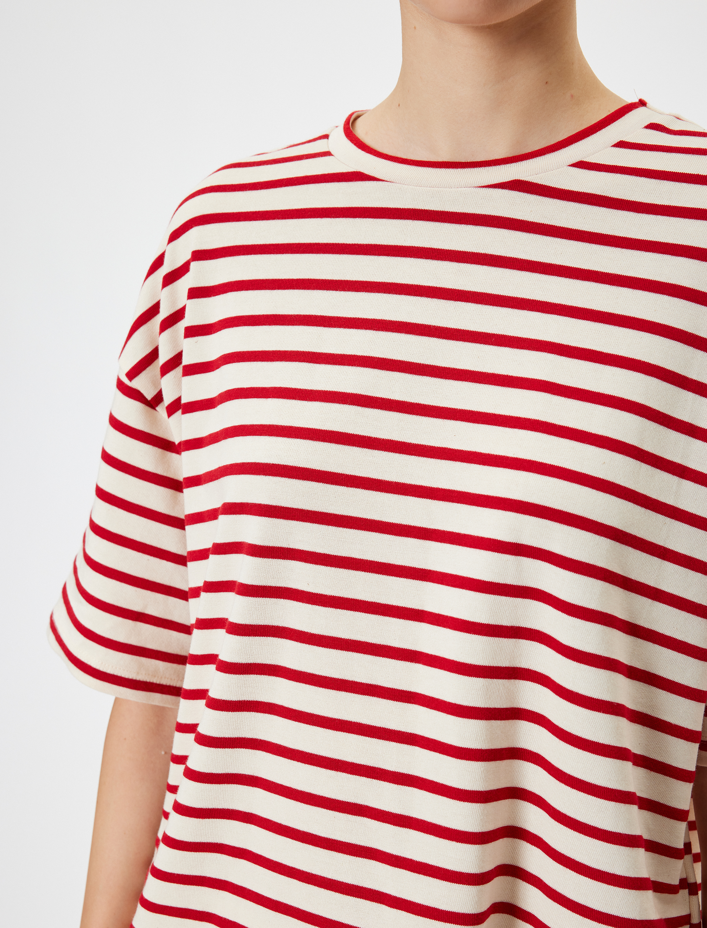   Basic Tişört Kısa Kollu Bisiklet Yaka Viskon Karışımlı