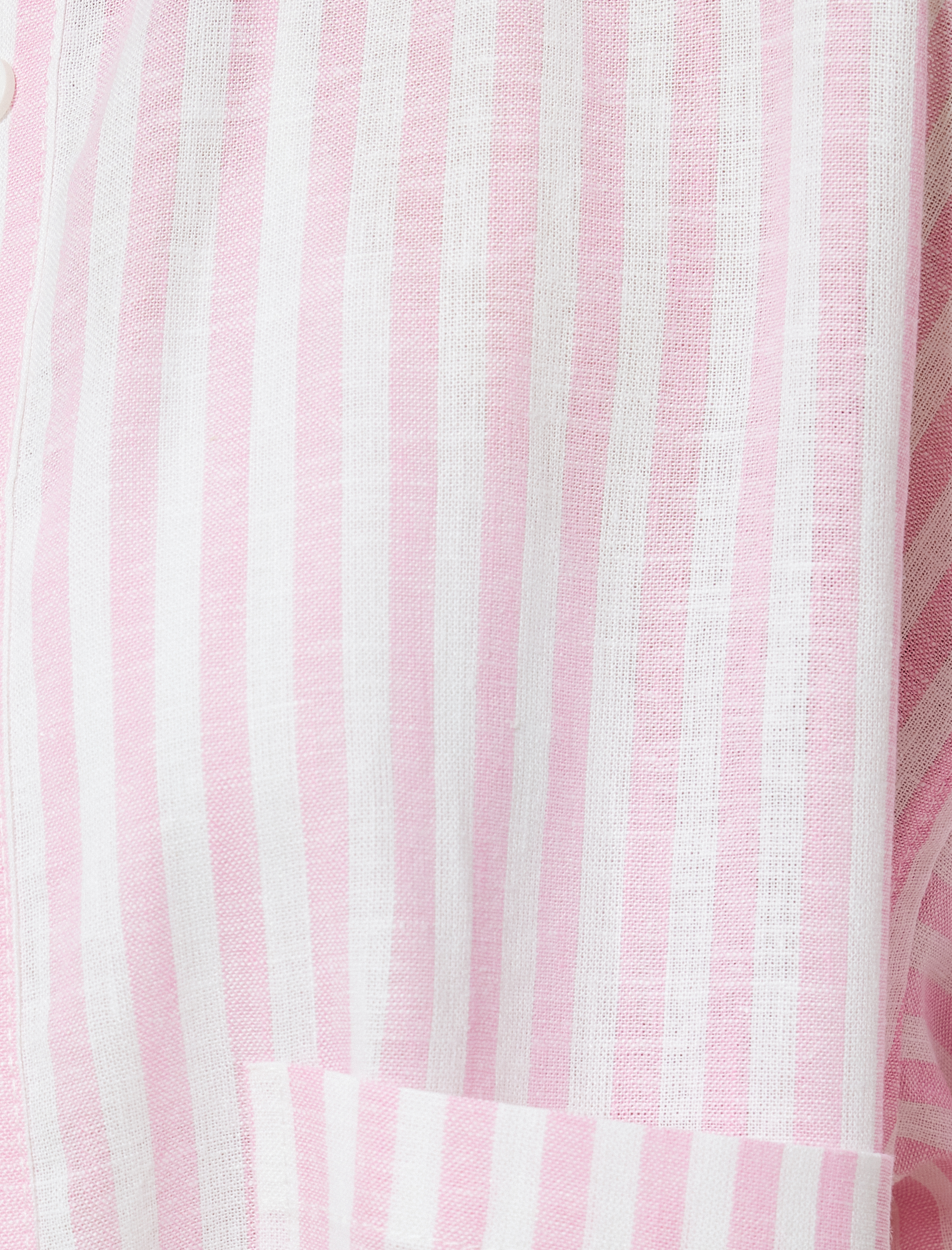   Crop Keten Gömlek Kısa Kollu Cep Detaylı Rahat Kalıp