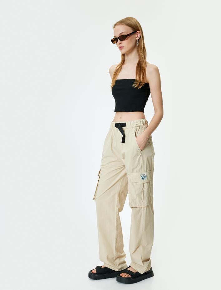  Oversize Kargo Paraşüt Pantolon Beli Lastikli Kemerli Cep Detaylı