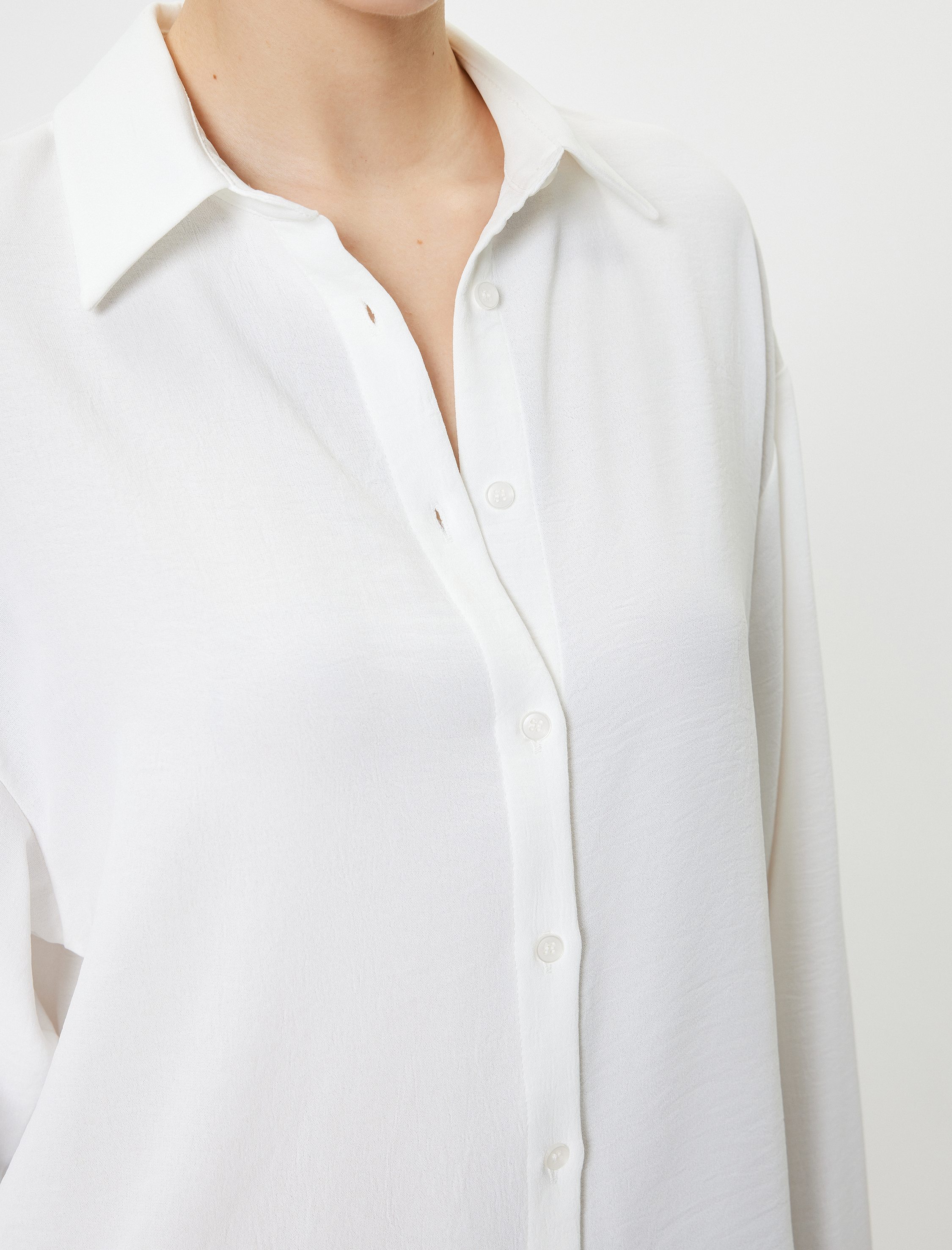   Oversize Gömlek Uzun Kollu Düğmeli Klasik Yaka