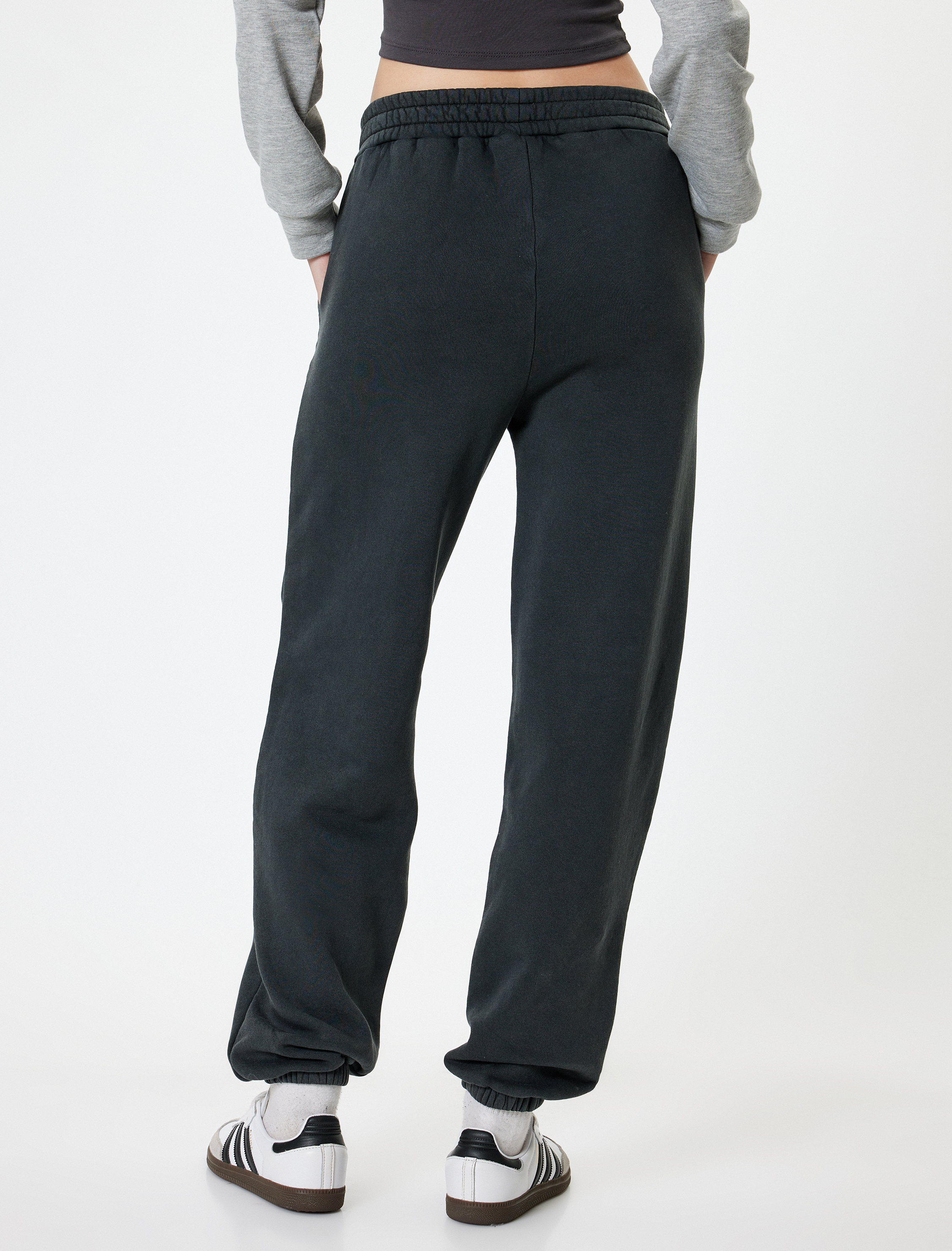   Şardonlu Jogger Eşofman Altı Relax Fit Yıkamalı Beli Lastikli Cepli