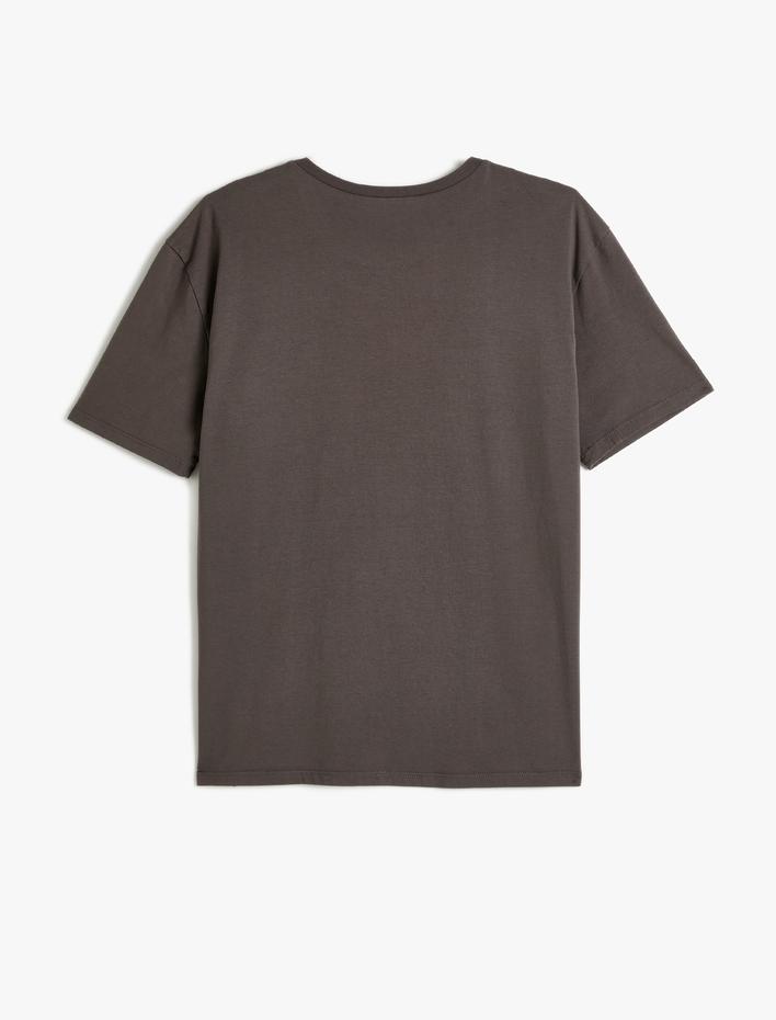  Oversize Tişört Kısa Kollu Slogan Baskılı Bisiklet Yaka Pamuklu