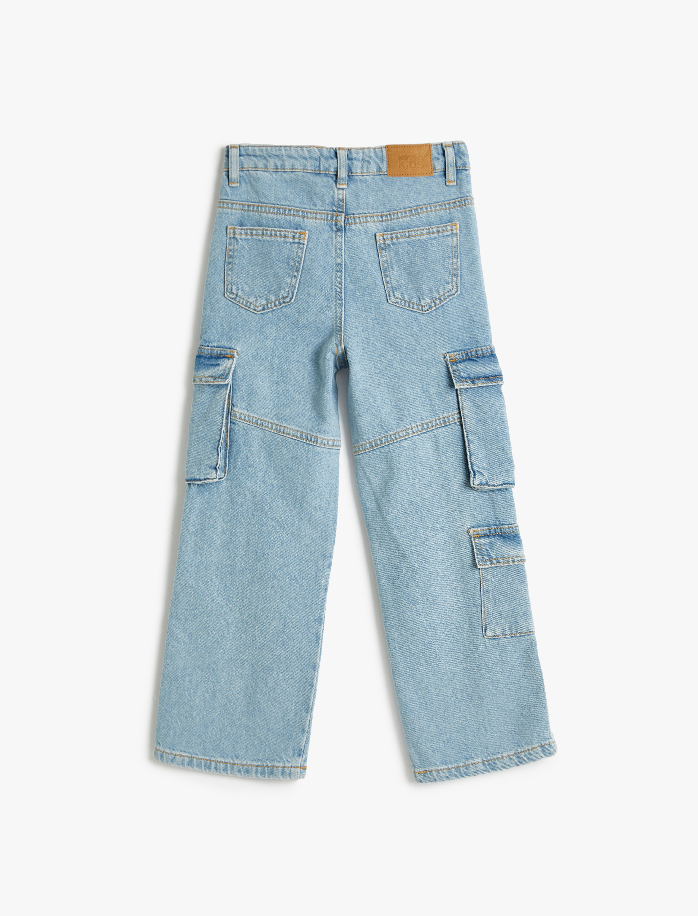  Kız Çocuk Kargo Kot Pantolon Kapaklı Cepli Pamuklu