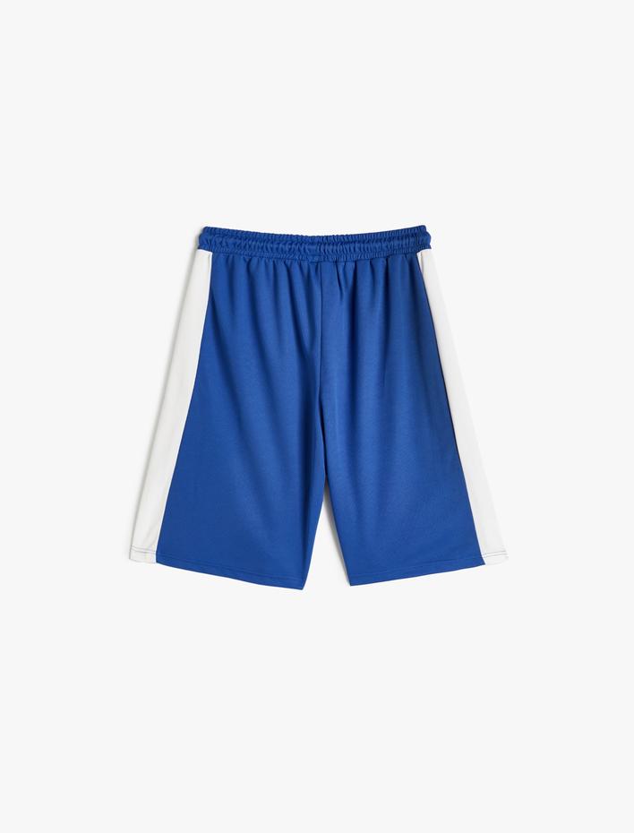 Erkek Çocuk Oversize Şort Renk Bloklu Baskı Detaylı Beli Lastikli