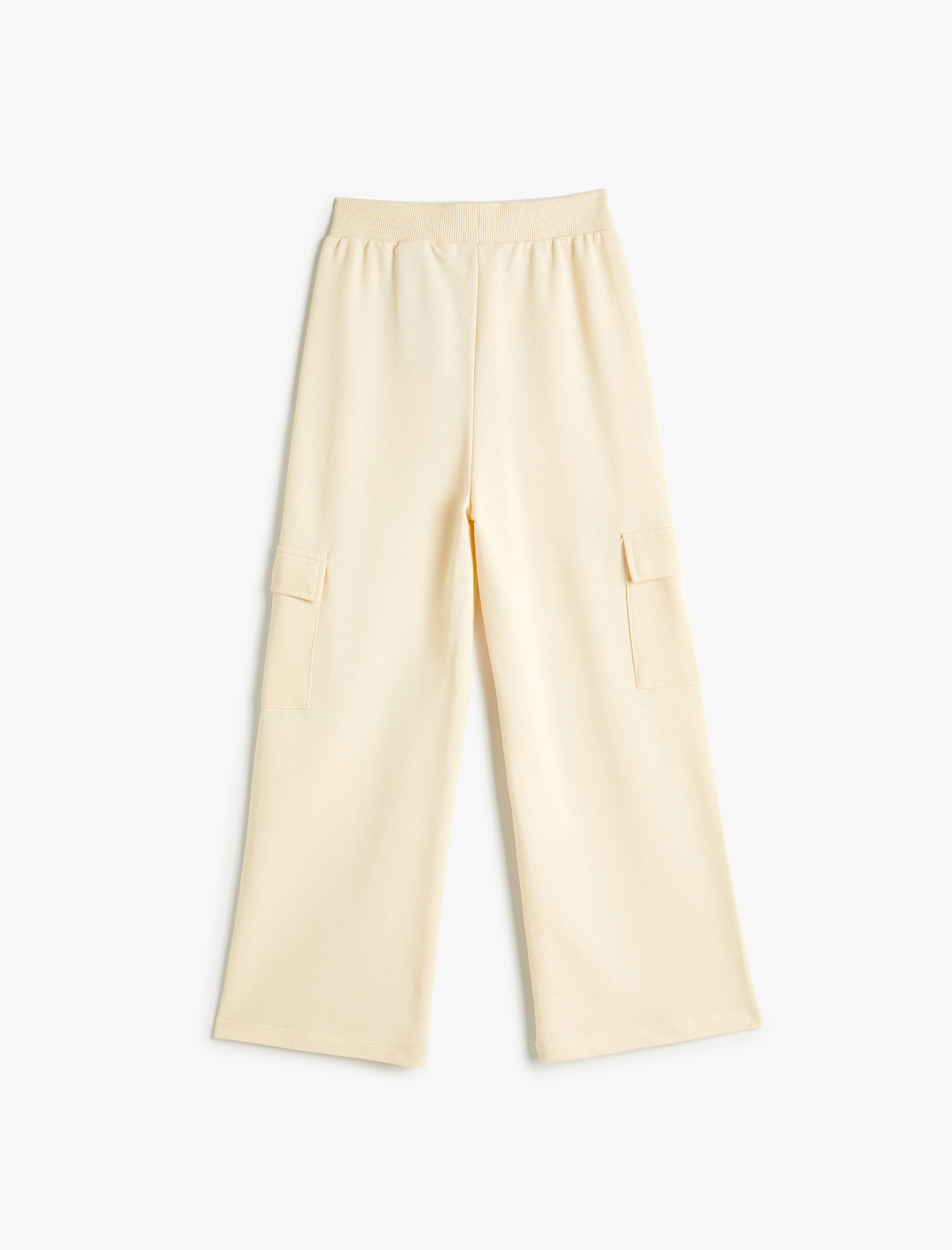  Kız Çocuk Pantolon Geniş Paça Cep Detaylı Beli Lastikli