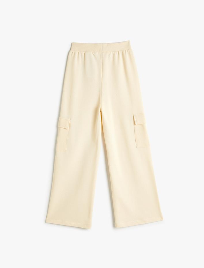 Kız Çocuk Pantolon Geniş Paça Cep Detaylı Beli Lastikli